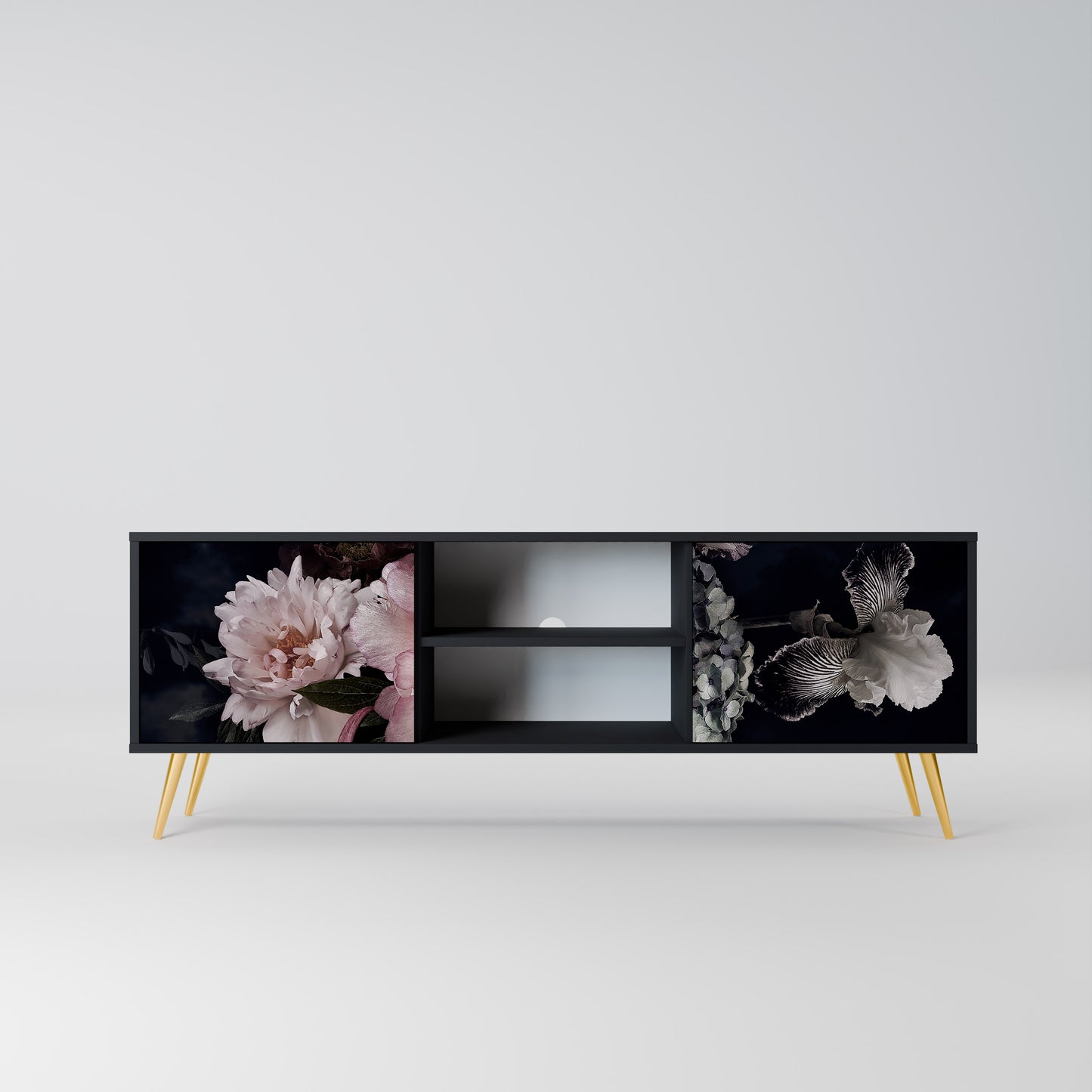 PURE BLOSSOM 2-dörrars TV-bänk i svart finish