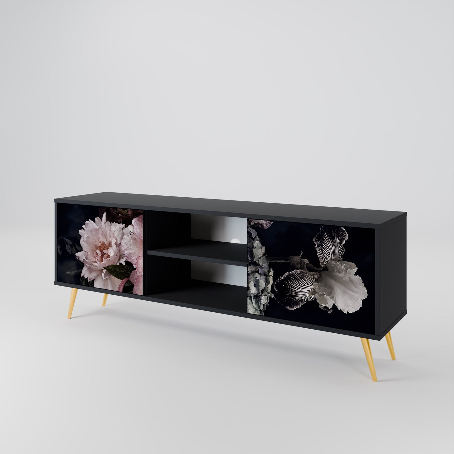 PURE BLOSSOM 2-dörrars TV-bänk i svart finish