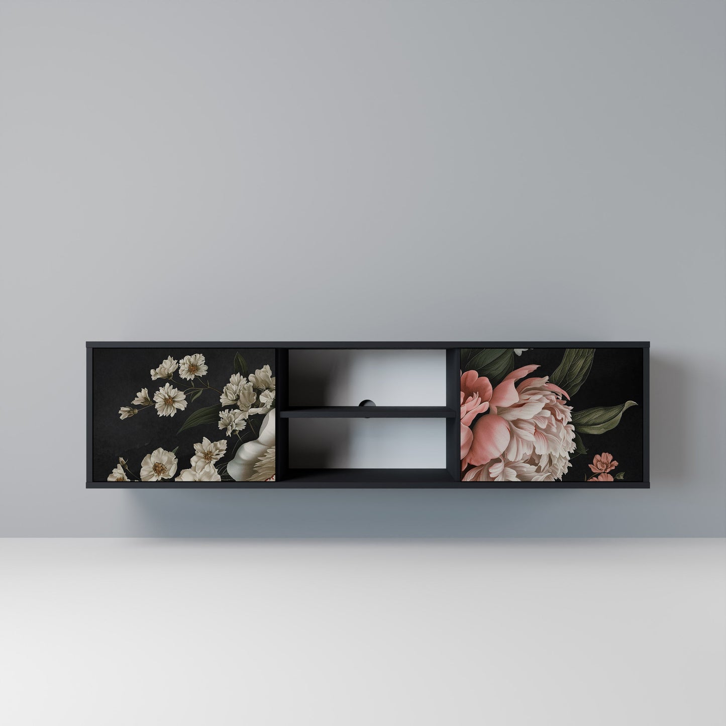 LUSH ELEGANCE 2-dörrars TV-bänk i svart finish