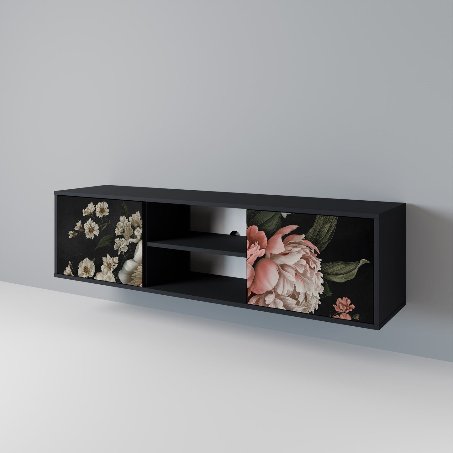 LUSH ELEGANCE 2-dörrars TV-bänk i svart finish