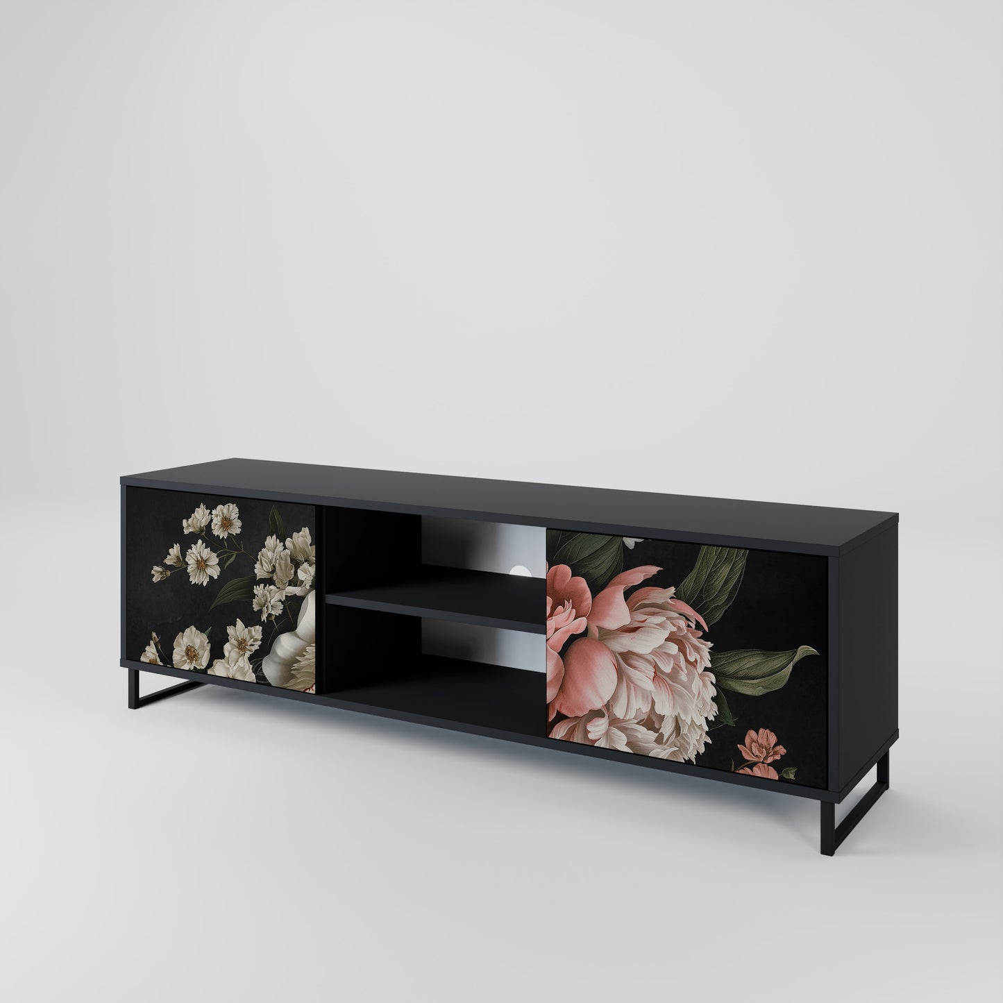 LUSH ELEGANCE 2-dörrars TV-bänk i svart finish