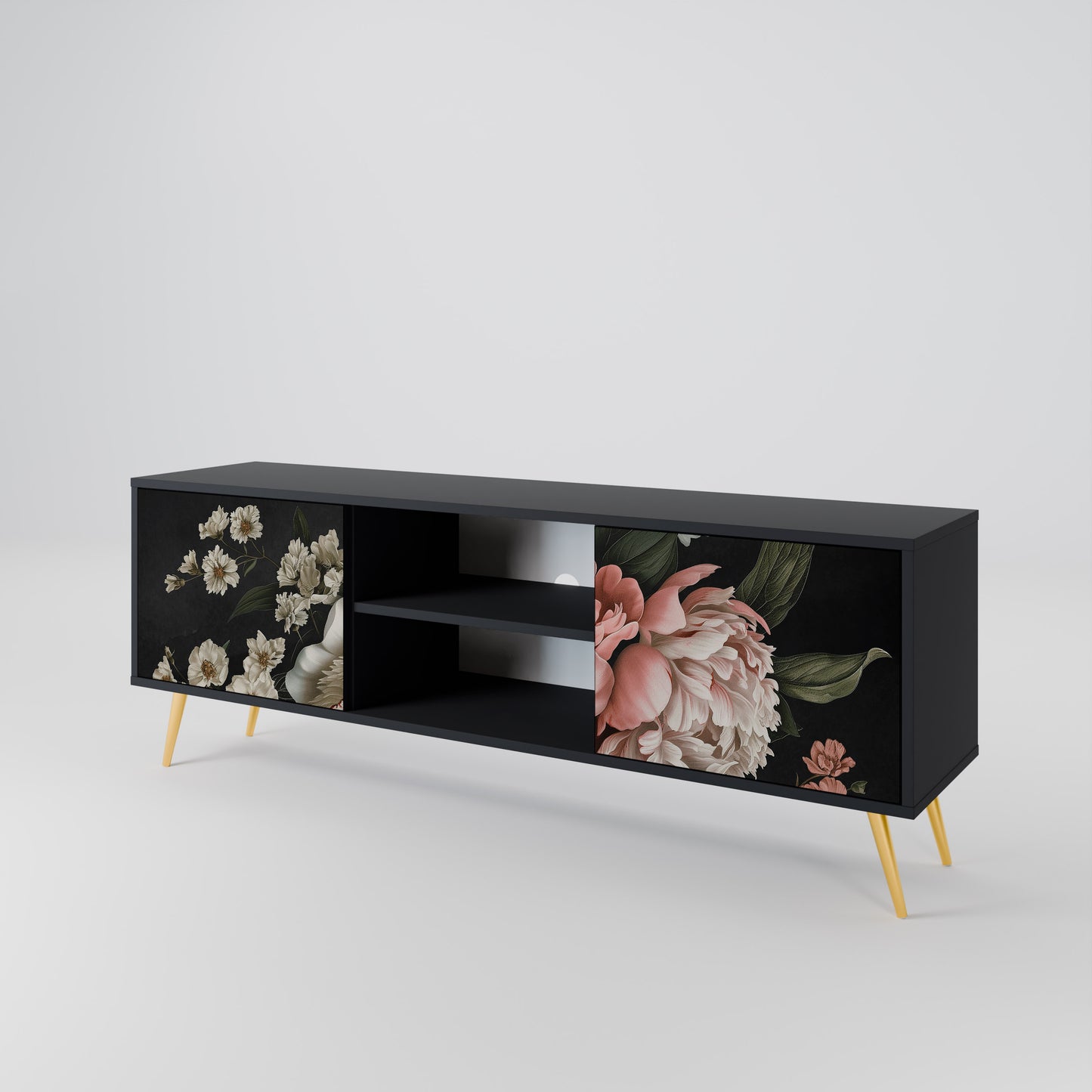 LUSH ELEGANCE 2-dörrars TV-bänk i svart finish