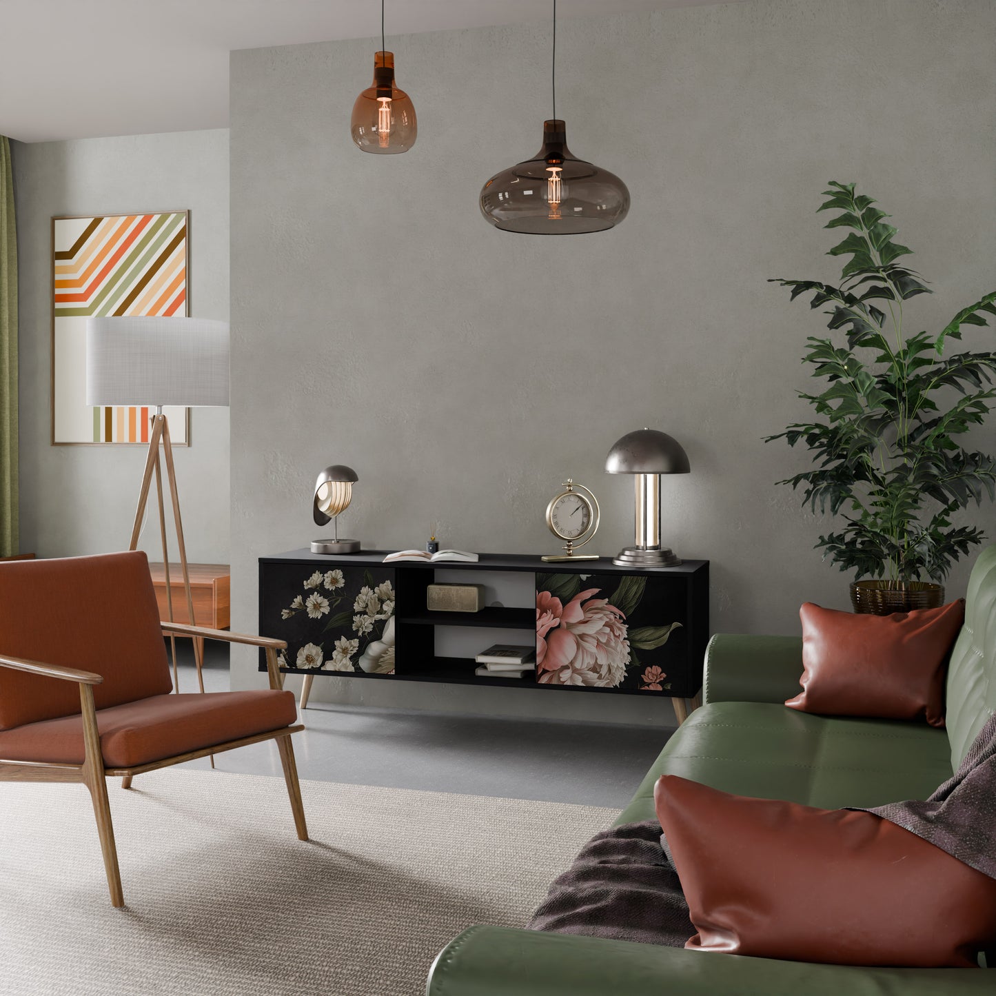 LUSH ELEGANCE 2-dörrars TV-bänk i svart finish
