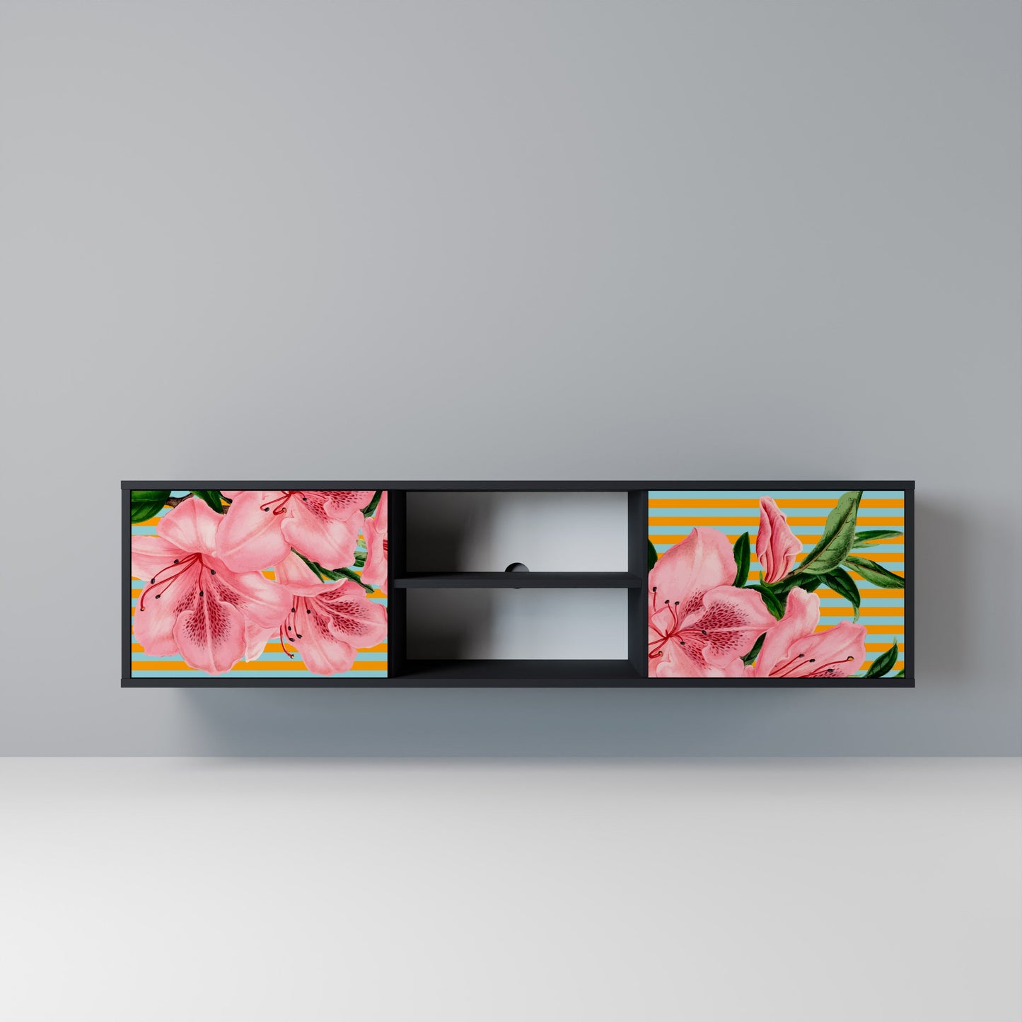 FRAGILE BEAUTY 2-dörrars TV-bänk i svart finish
