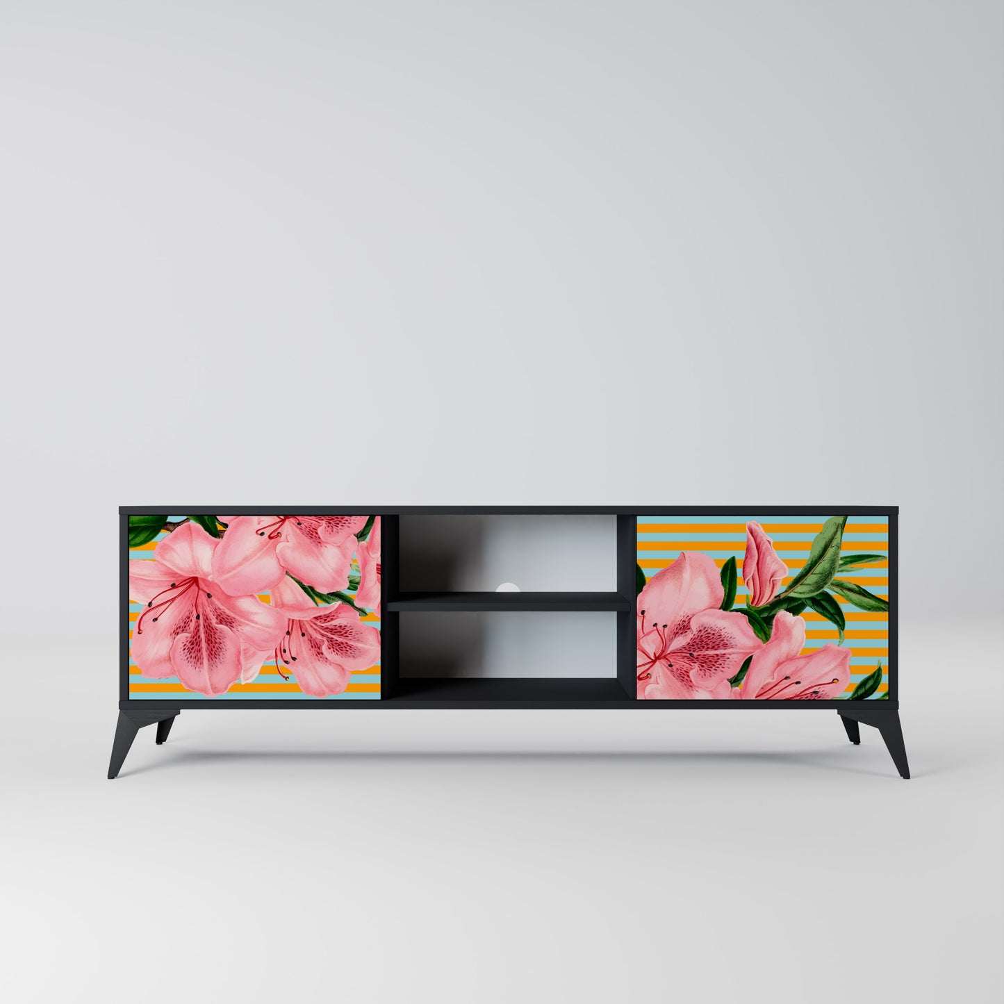 FRAGILE BEAUTY 2-dörrars TV-bänk i svart finish