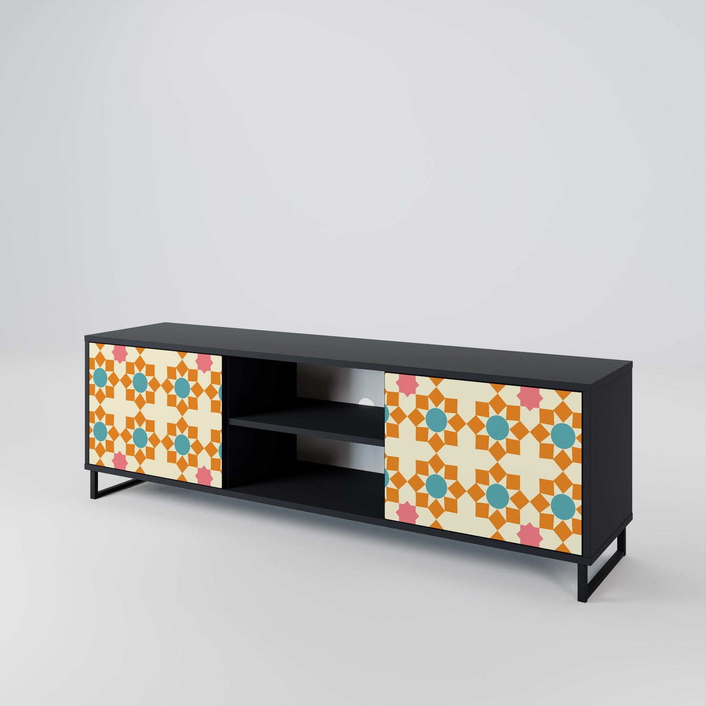 BLOMMAD DECOR 2-dörrars TV-bänk i svart finish