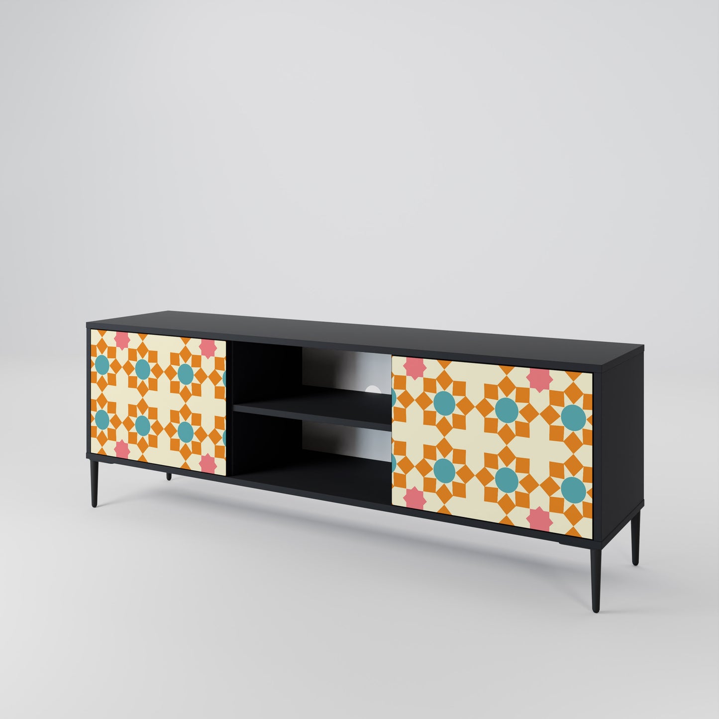 BLOMMAD DECOR 2-dörrars TV-bänk i svart finish