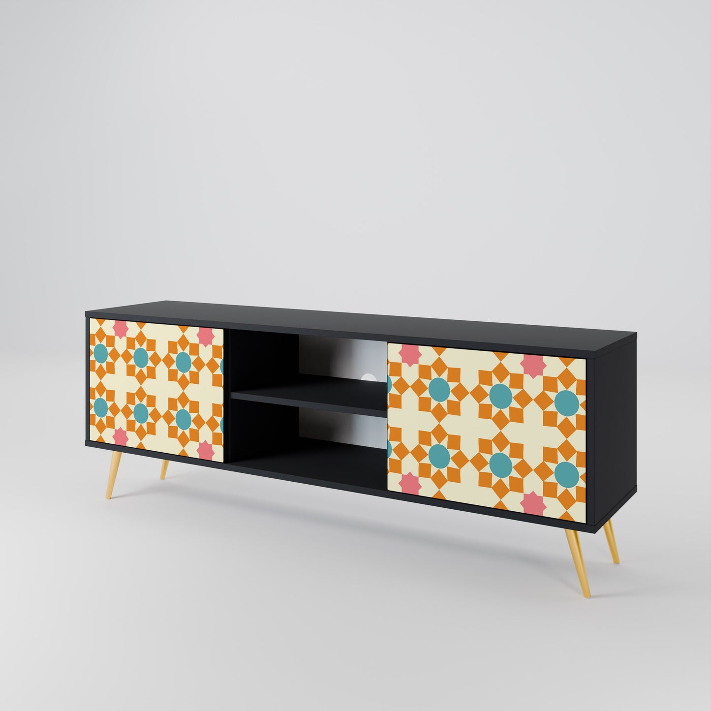 BLOMMAD DECOR 2-dörrars TV-bänk i svart finish