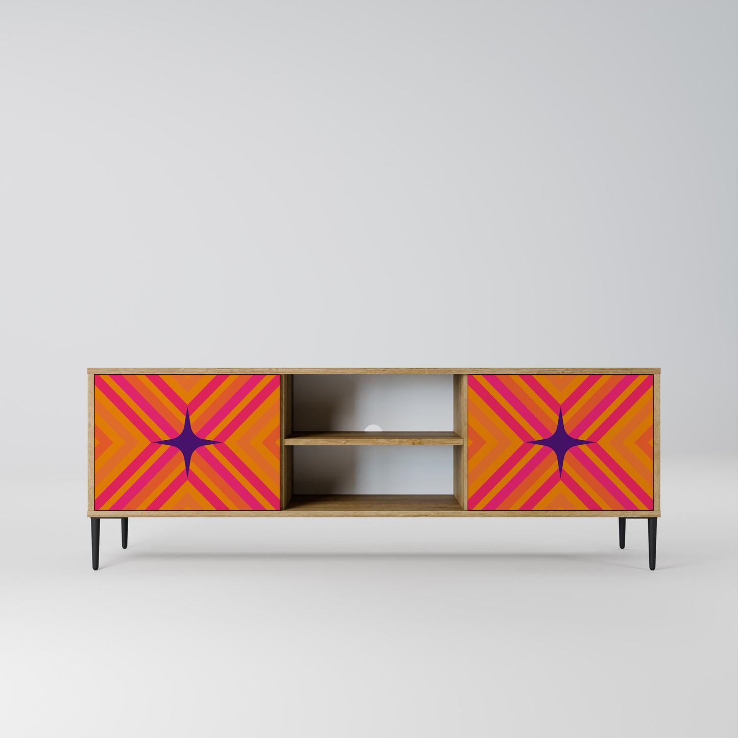 GEOMETRIC BRILLIANCE 2-Door TV Stand in Oak Effect