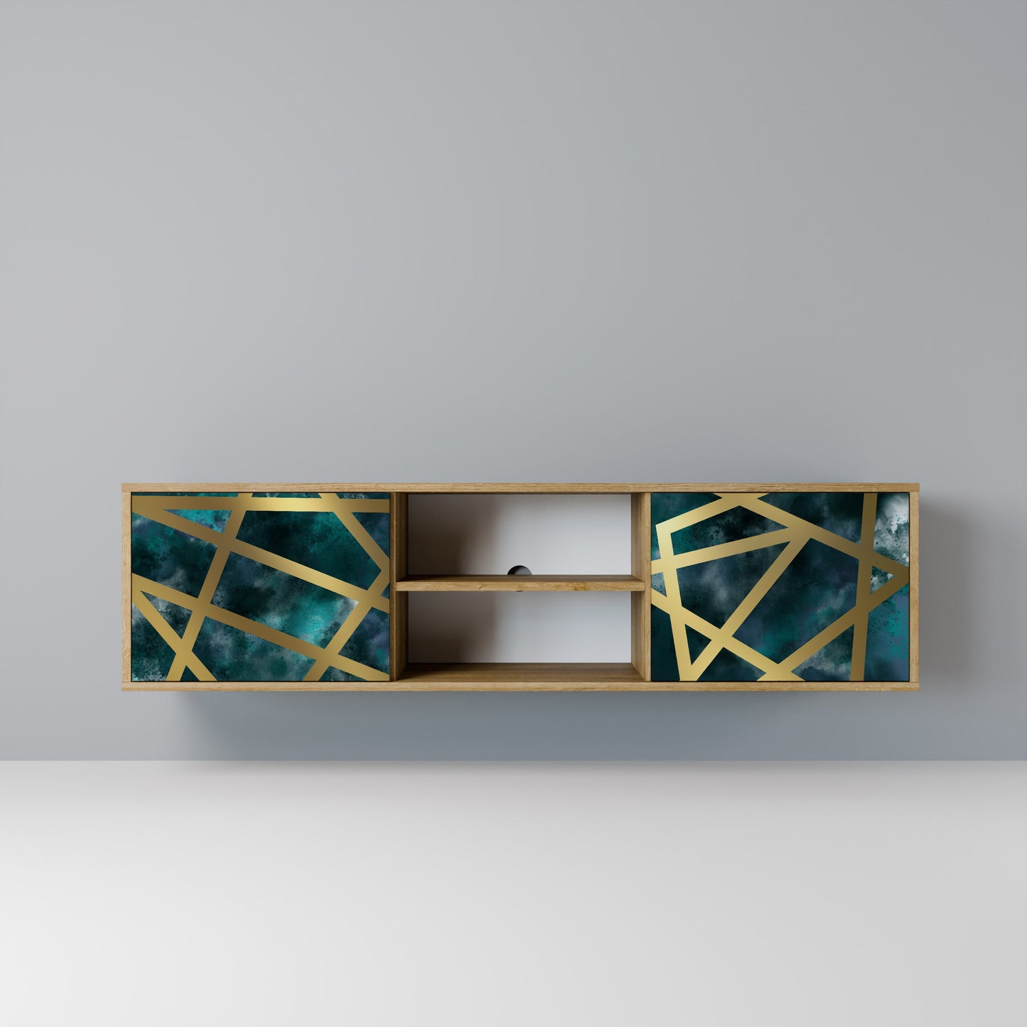 THE LABYRINTH OF GOLD 2-Door TV Stand in Oak Effect