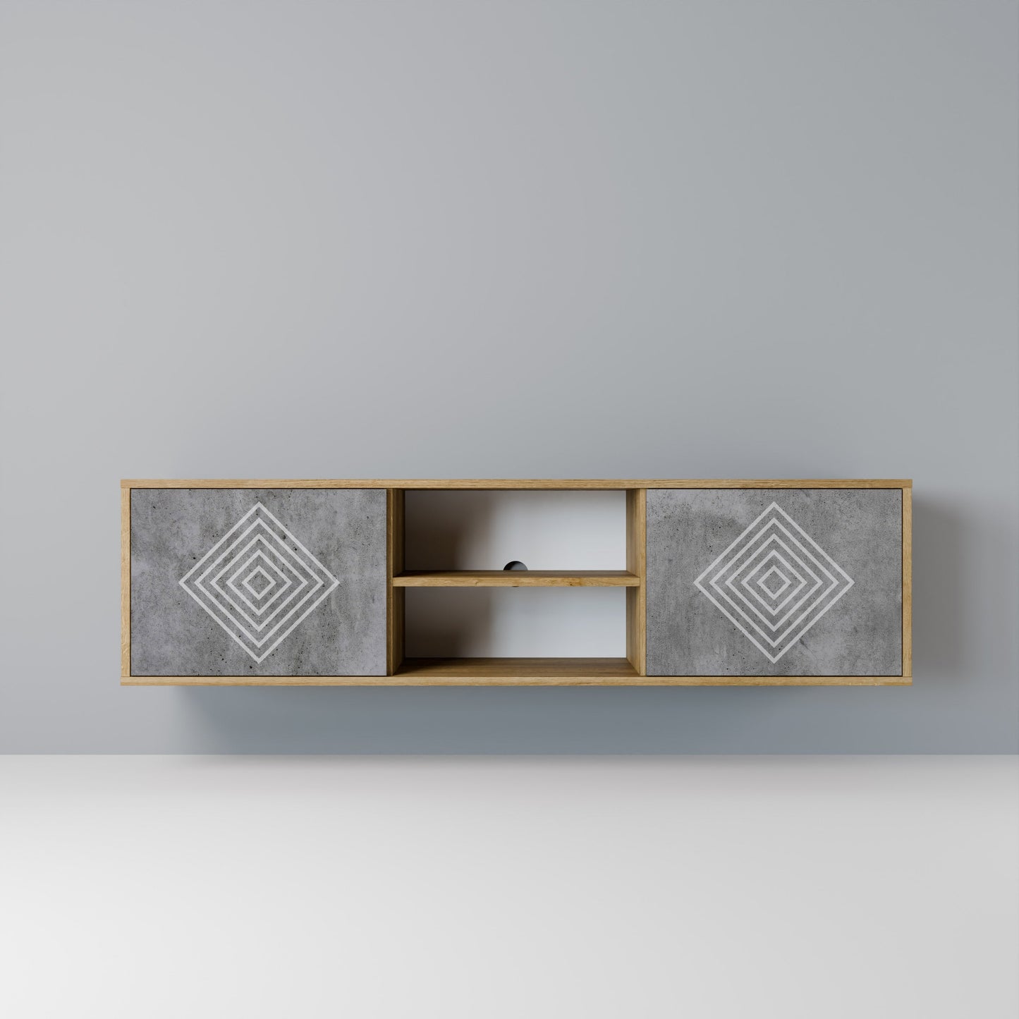 POLYGONAL ARTISTRY 2-dörrars TV-bänk i ekeffekt