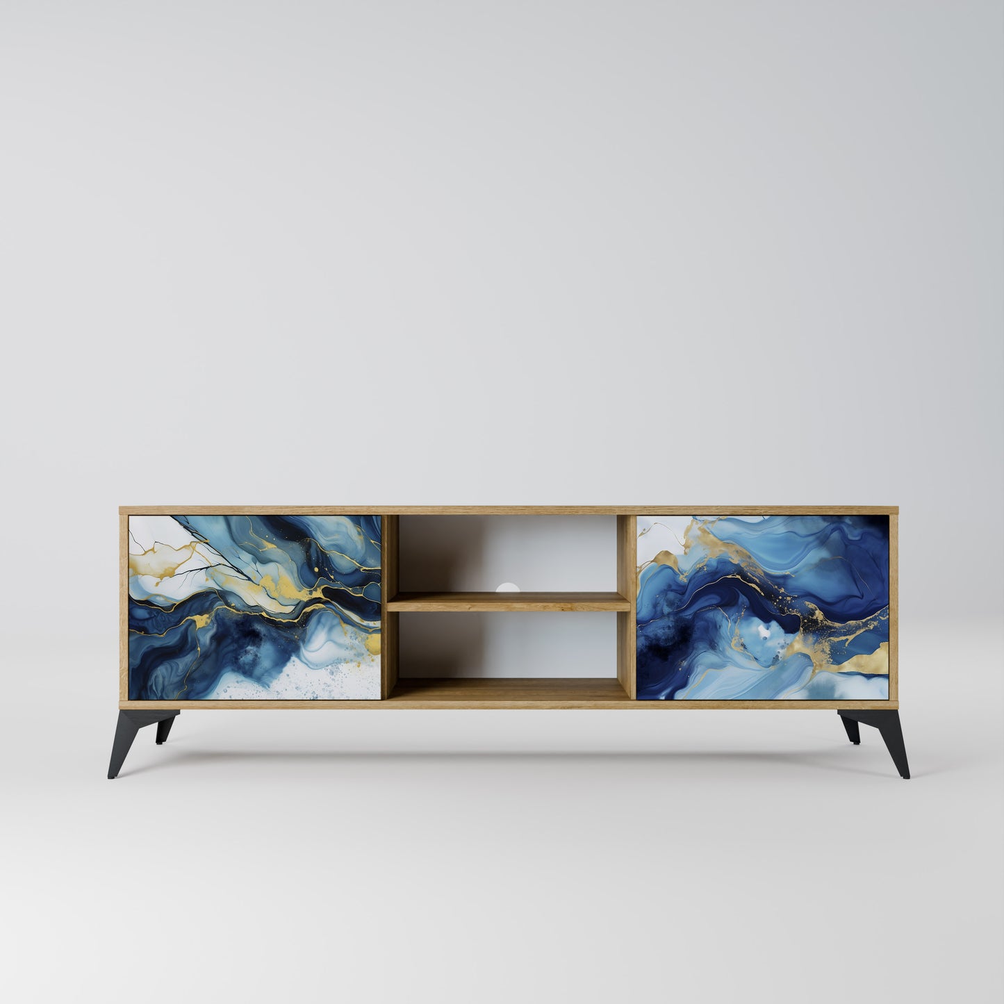 INKY MARBLE 2-dörrars TV-bänk i ekeffekt