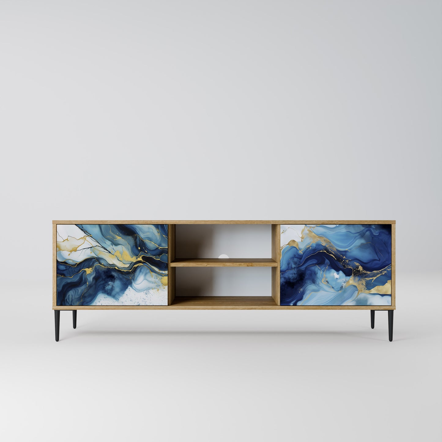 INKY MARBLE 2-dörrars TV-bänk i ekeffekt