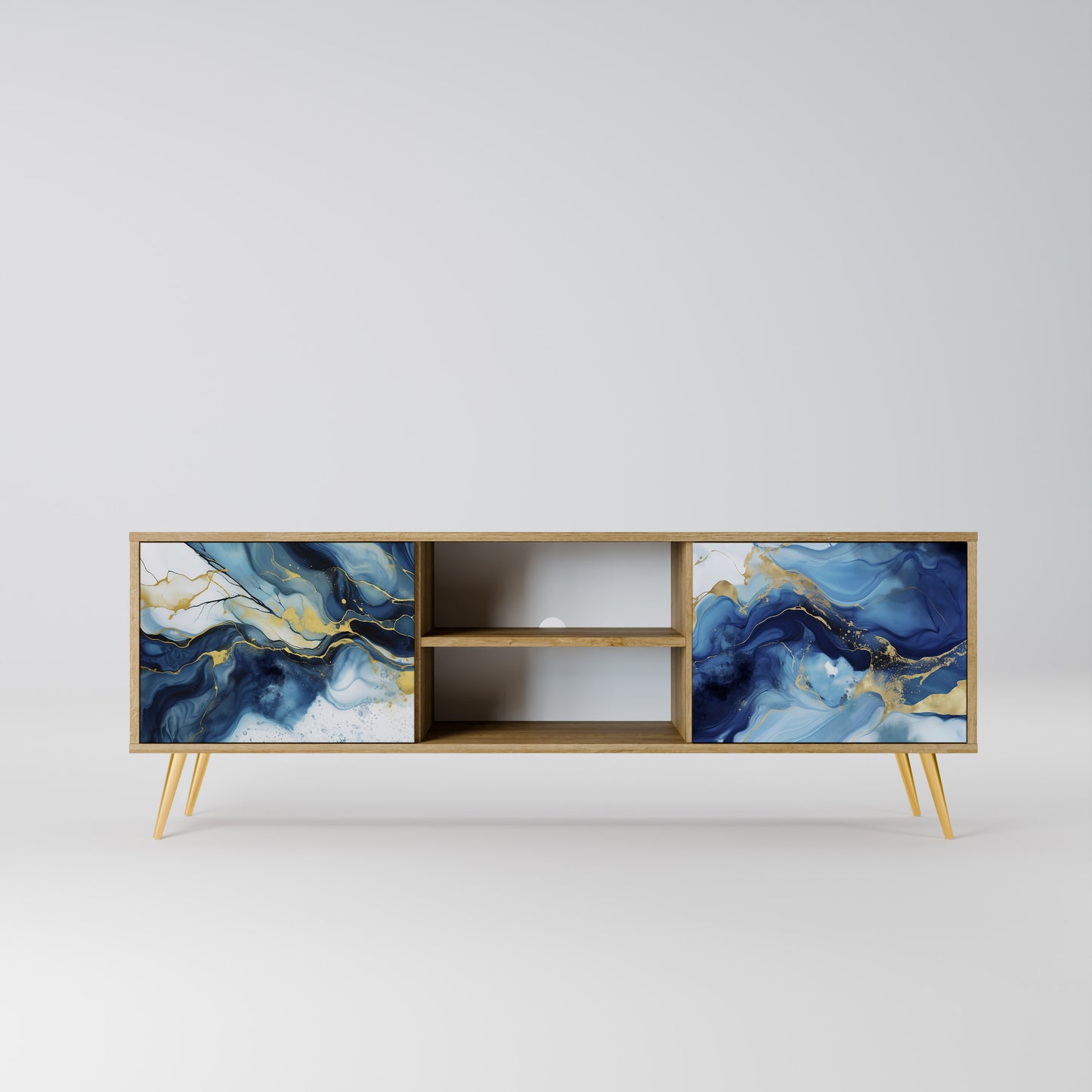 INKY MARBLE 2-dörrars TV-bänk i ekeffekt
