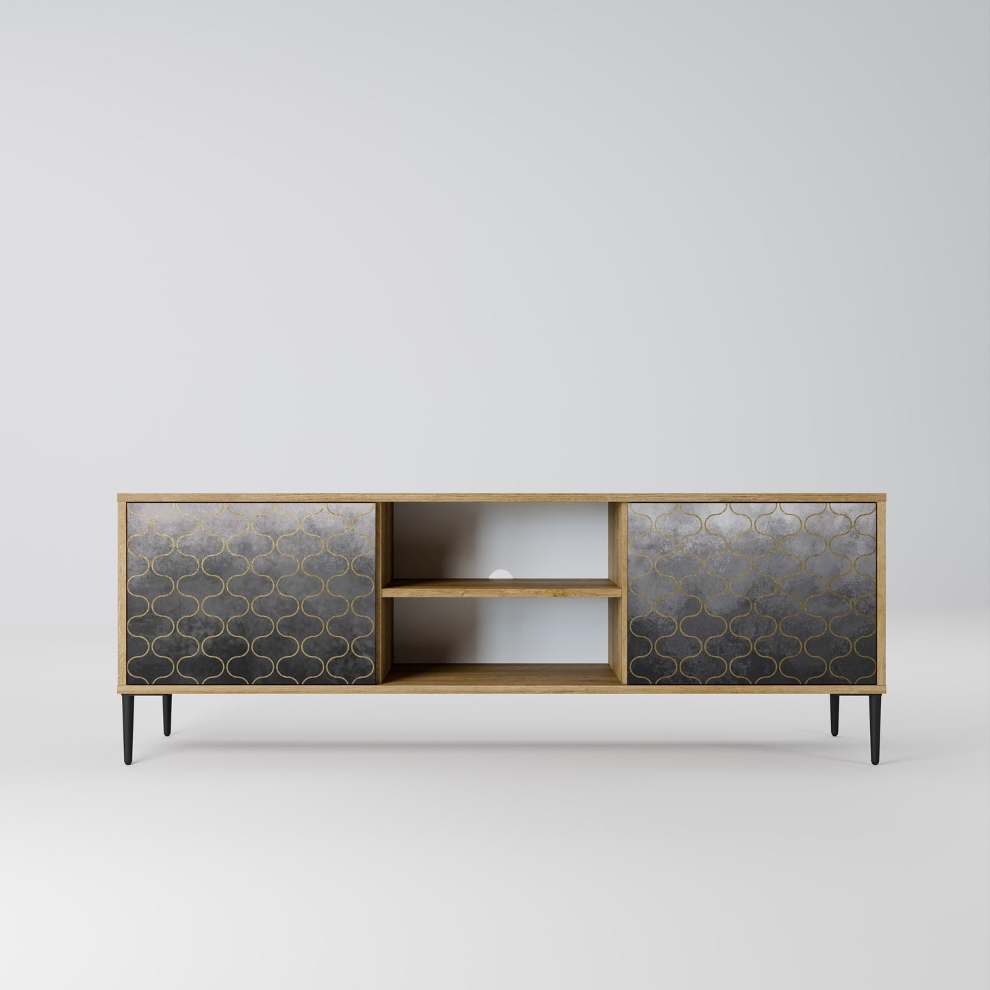 TESSELATED GRAYISH 2-Door TV Stand in Oak Effect
