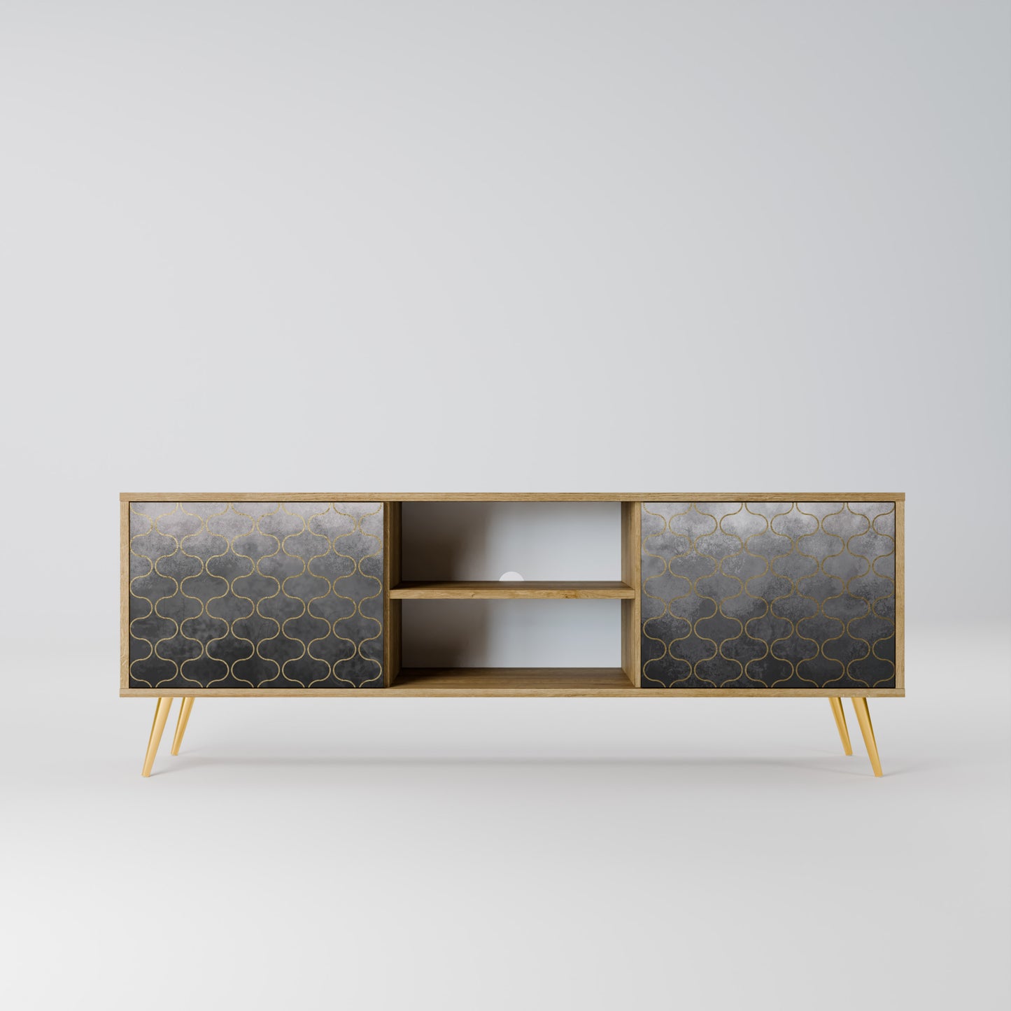 TESSELATED GRAYISH 2-Door TV Stand in Oak Effect