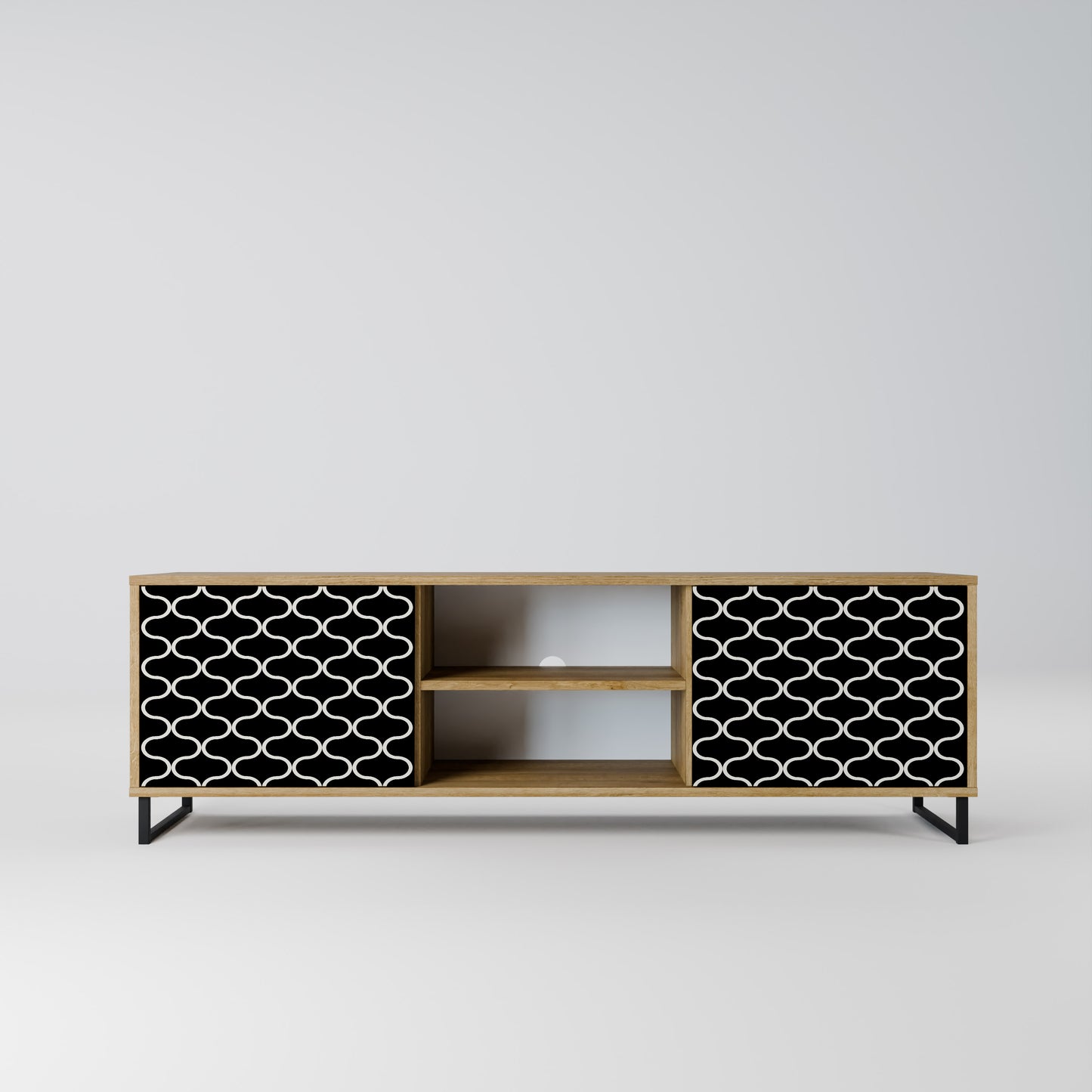TESSELATED BLACKNESS 2-Door TV Stand in Oak Effect