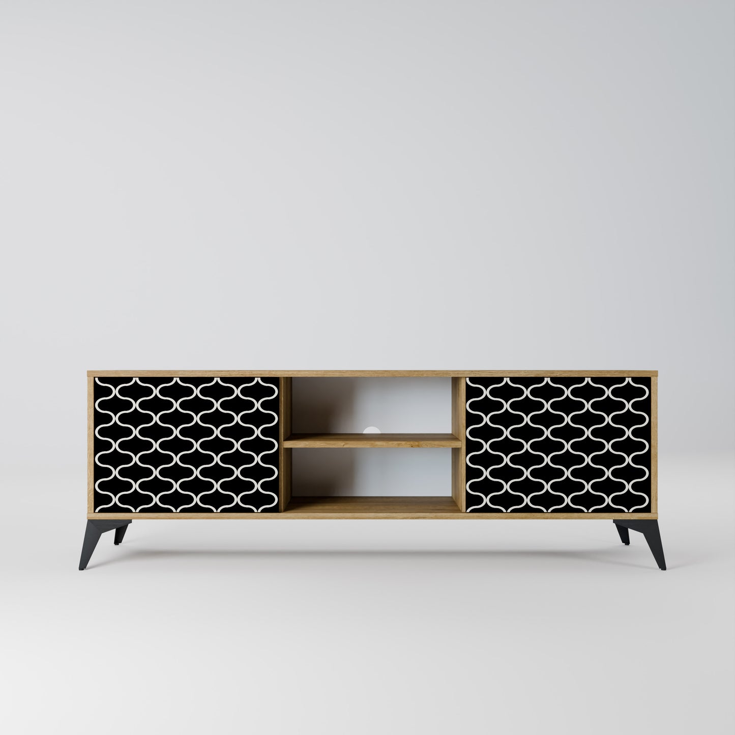 TESSELATED BLACKNESS 2-Door TV Stand in Oak Effect