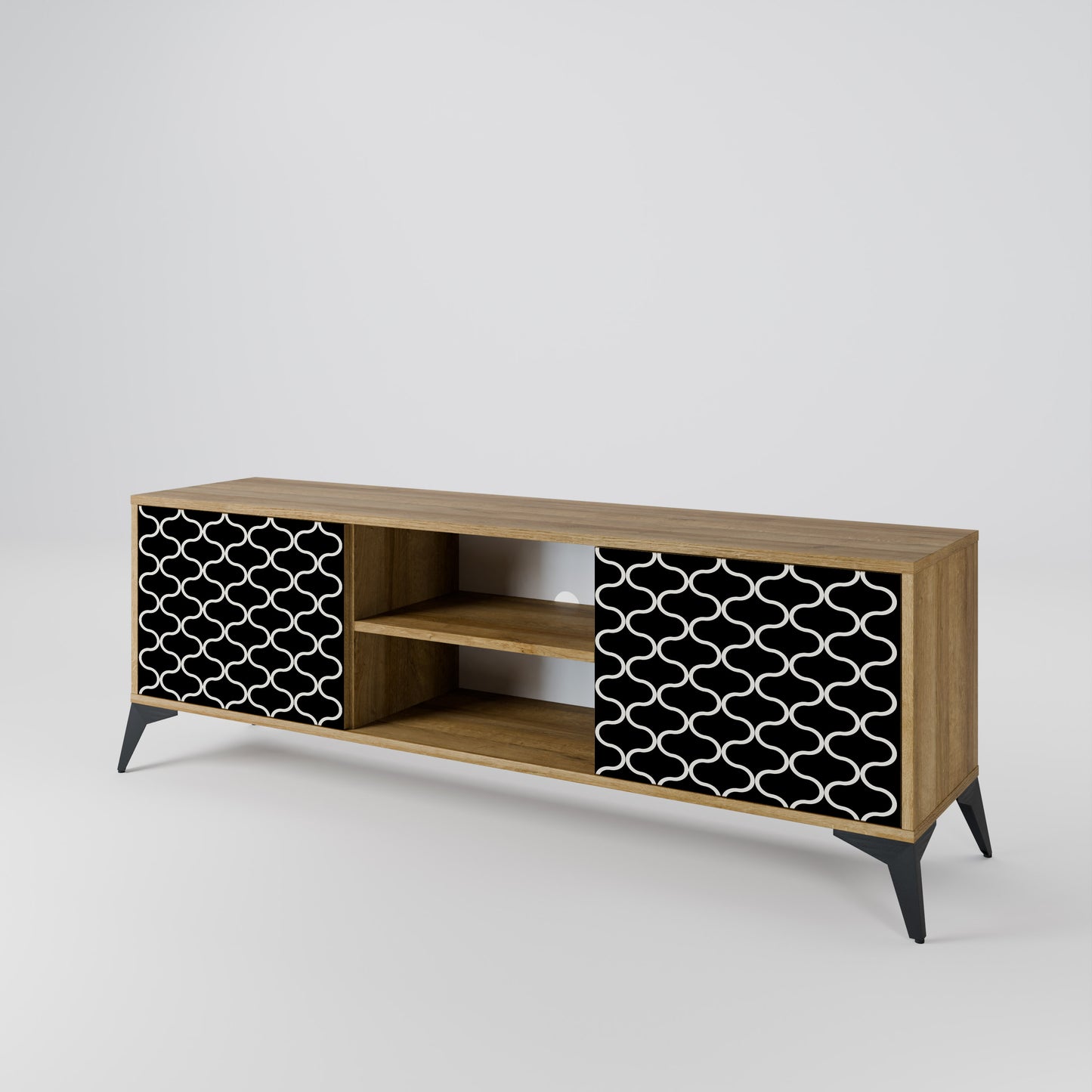 TESSELATED BLACKNESS 2-Door TV Stand in Oak Effect