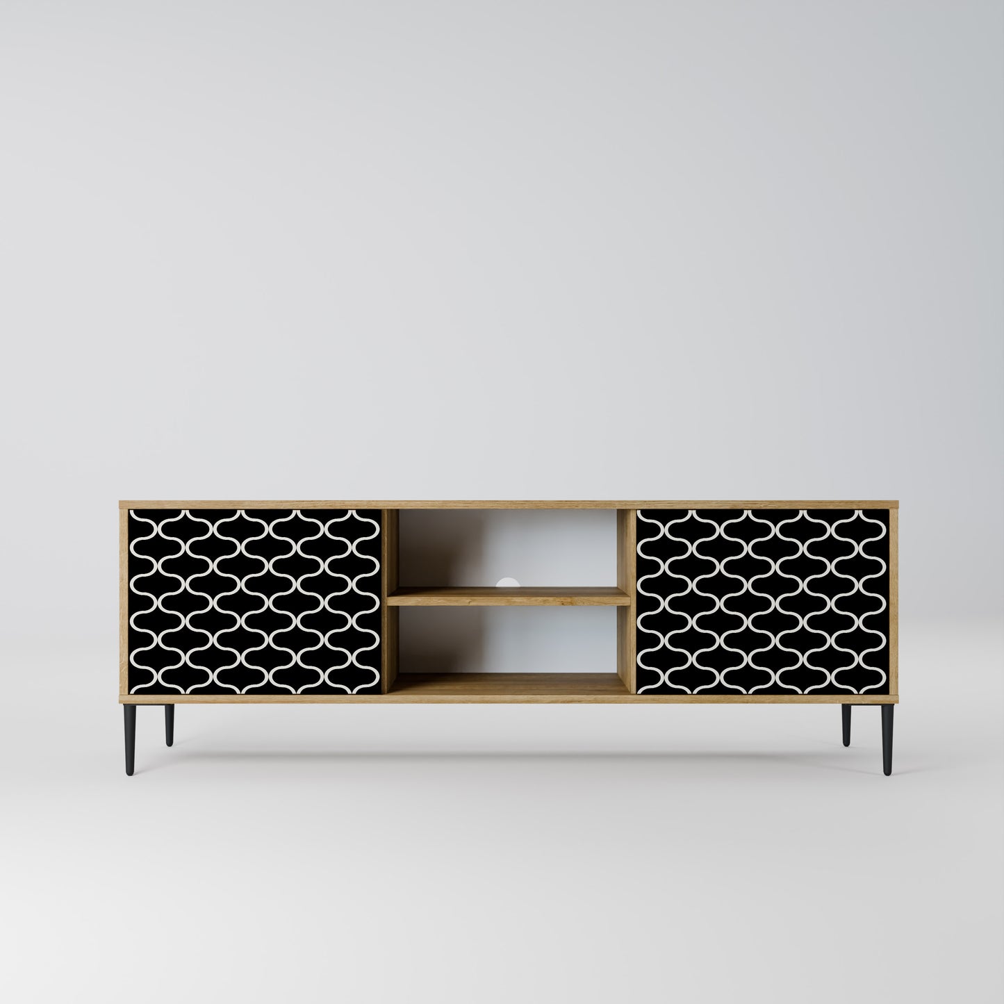 TESSELATED BLACKNESS 2-Door TV Stand in Oak Effect