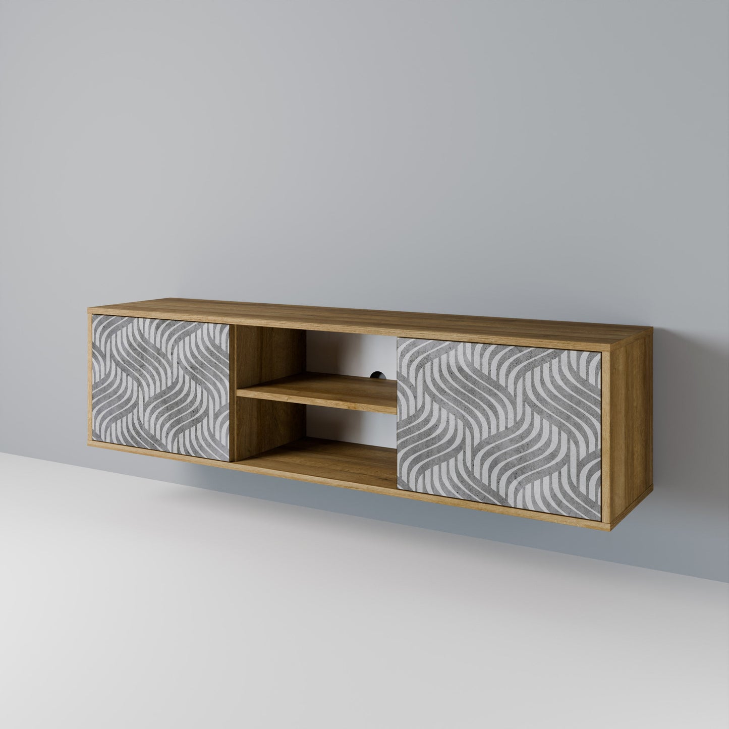 CONCRETE MOVEMENT 2-Door TV Stand in Oak Effect