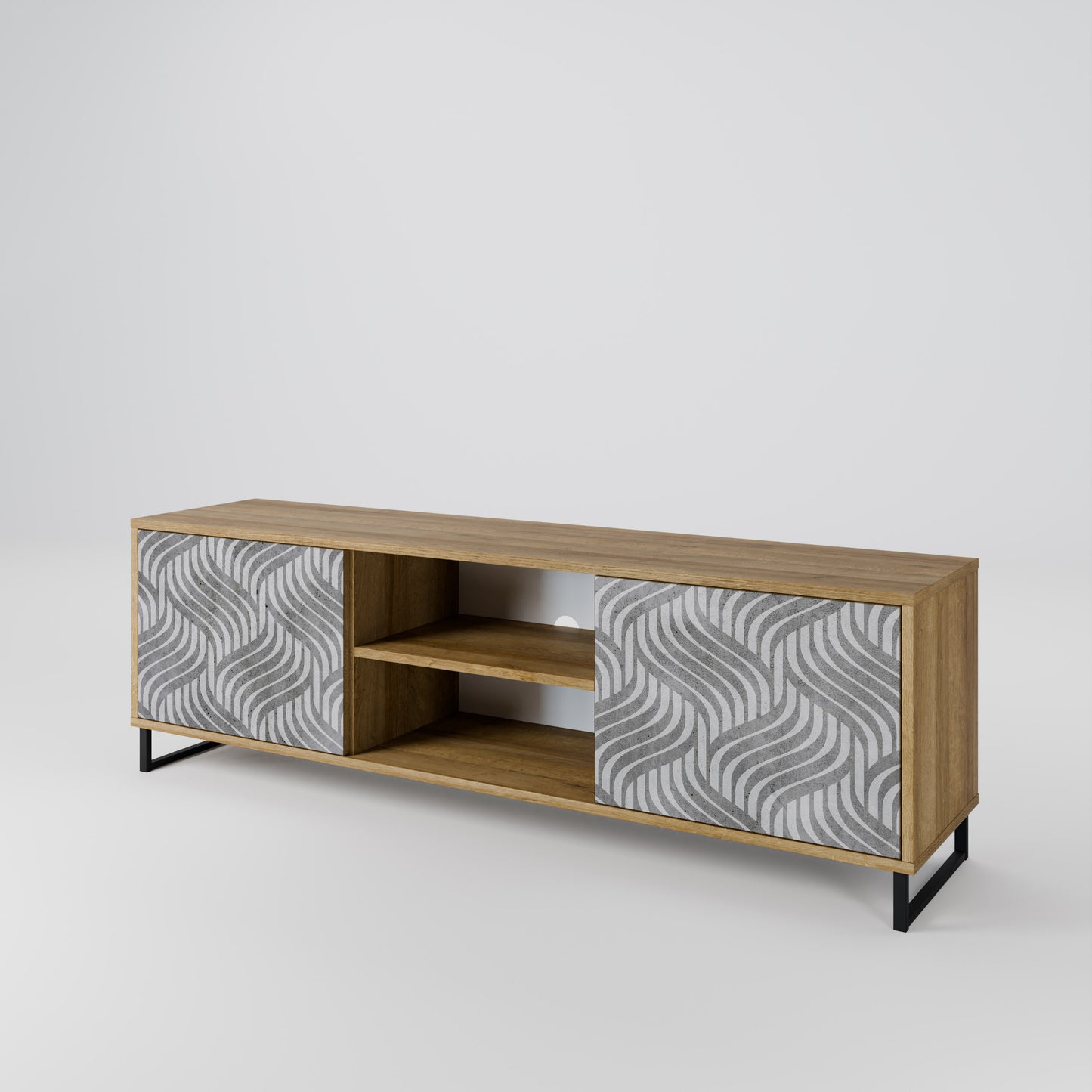CONCRETE MOVEMENT 2-Door TV Stand in Oak Effect