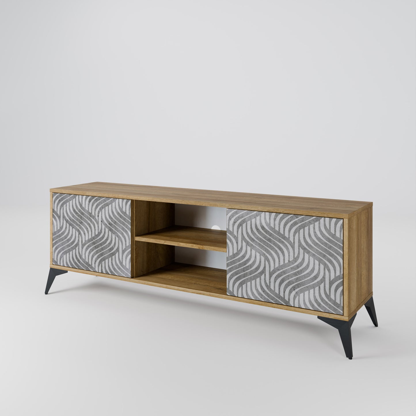 CONCRETE MOVEMENT 2-Door TV Stand in Oak Effect
