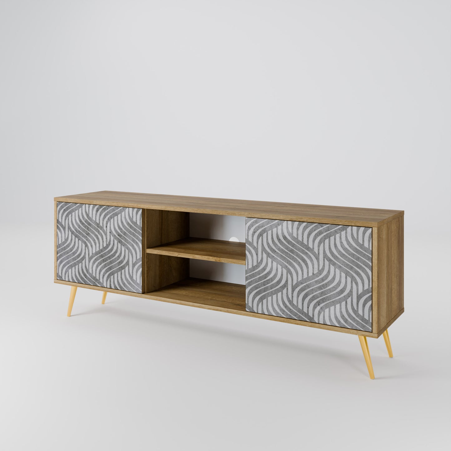 CONCRETE MOVEMENT 2-Door TV Stand in Oak Effect