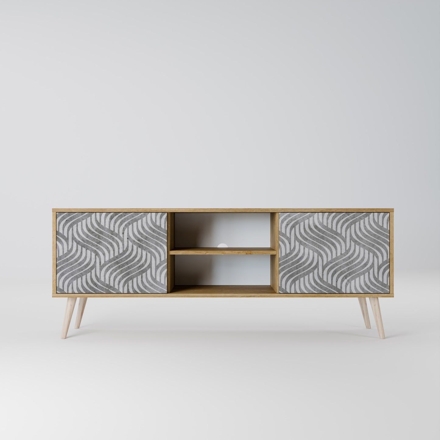 CONCRETE MOVEMENT 2-Door TV Stand in Oak Effect