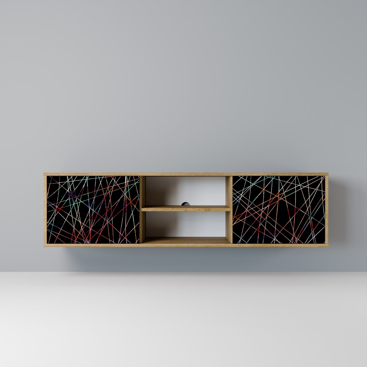 LUMINOUS SNARE 2-Door TV Stand in Oak Effect