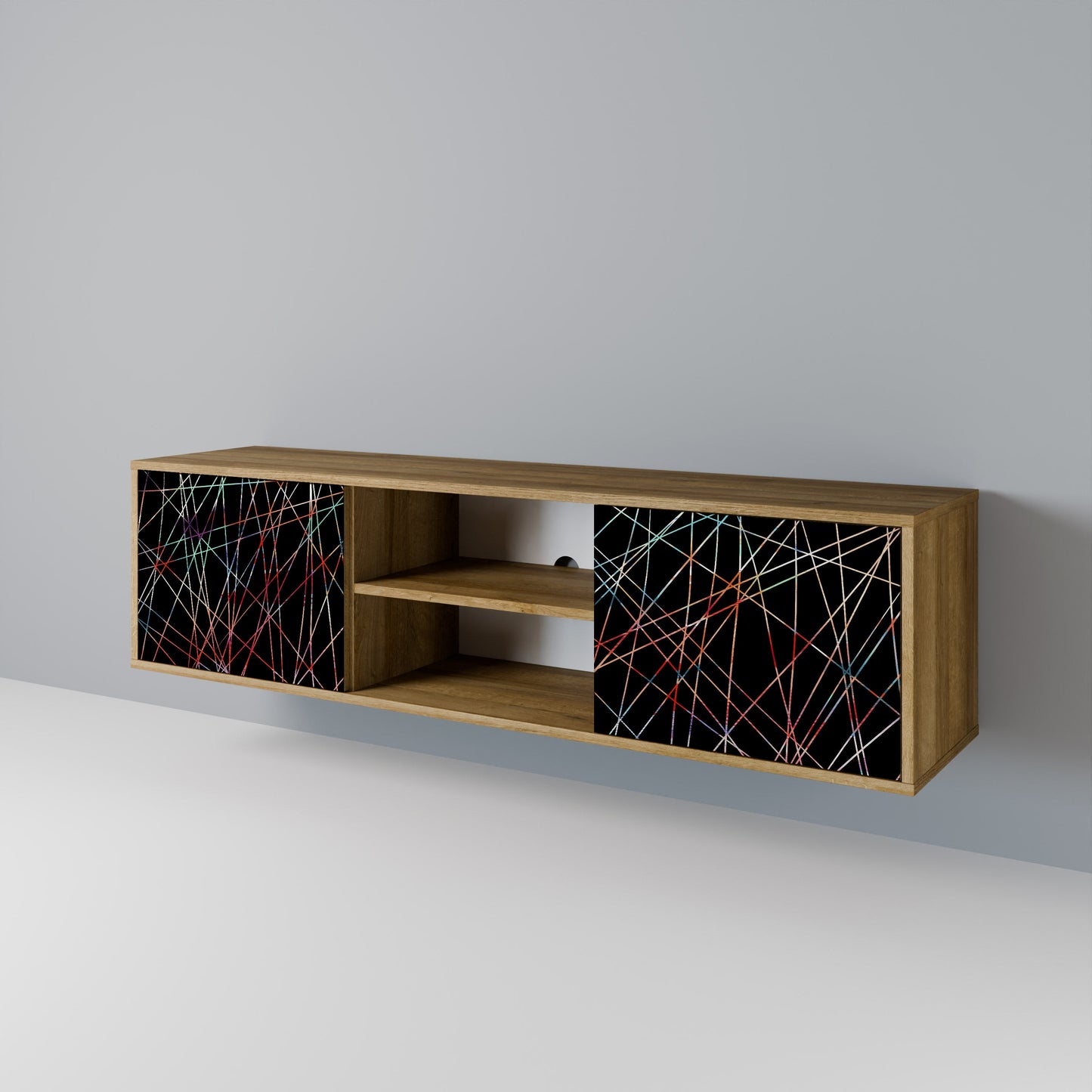 LUMINOUS SNARE 2-Door TV Stand in Oak Effect