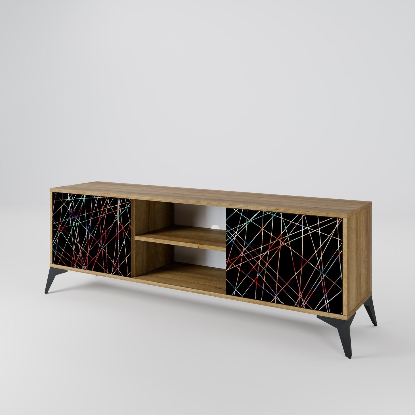 LUMINOUS SNARE 2-Door TV Stand in Oak Effect