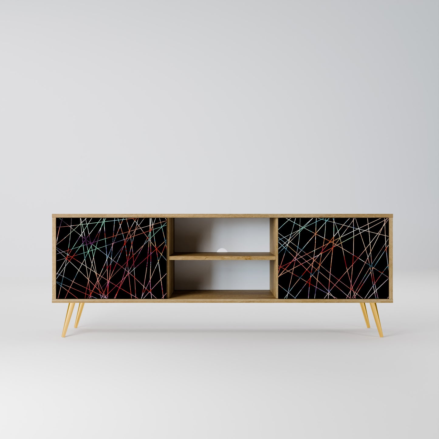 LUMINOUS SNARE 2-Door TV Stand in Oak Effect