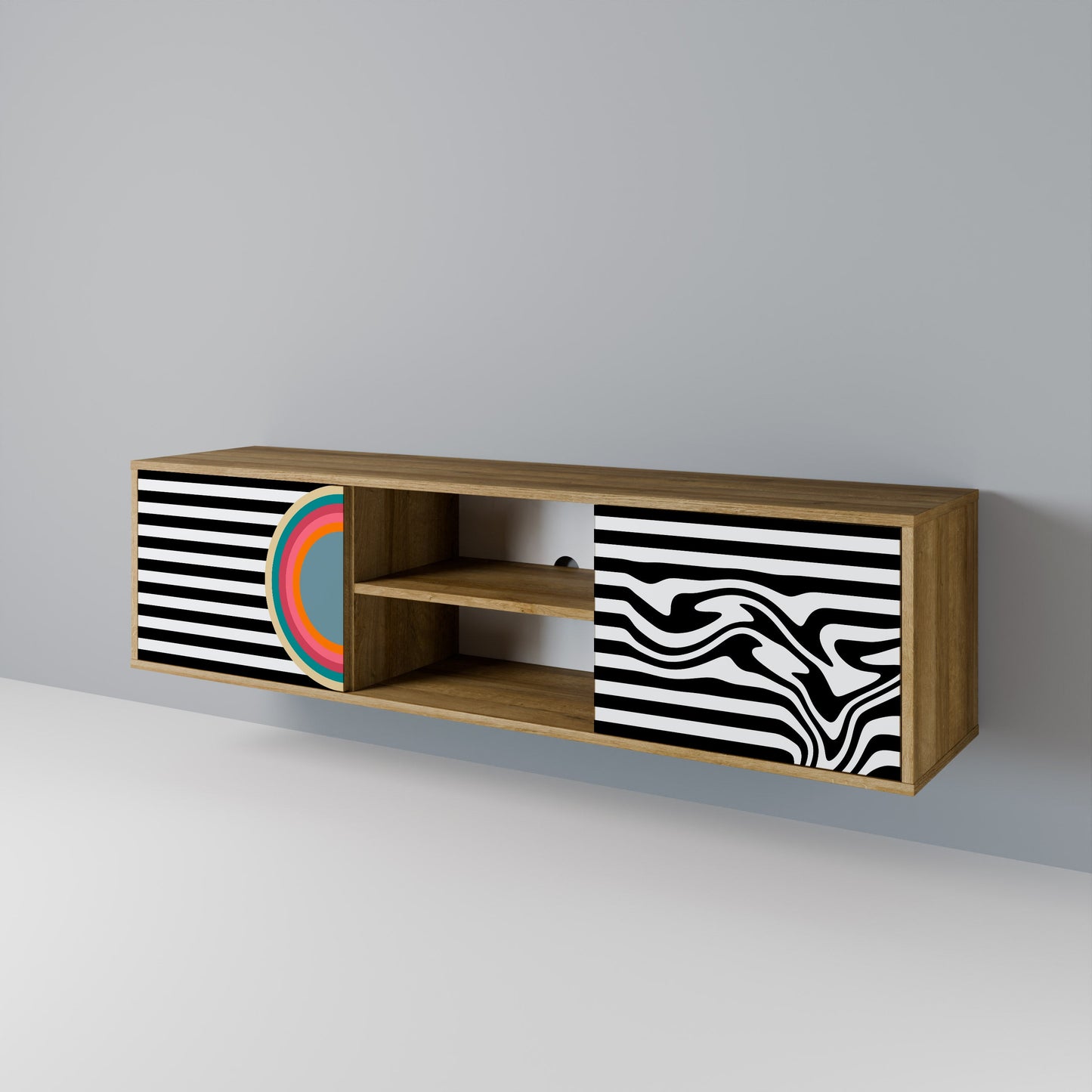 SPECTRA SHOWCASE 2-Door TV Stand in Oak Effect