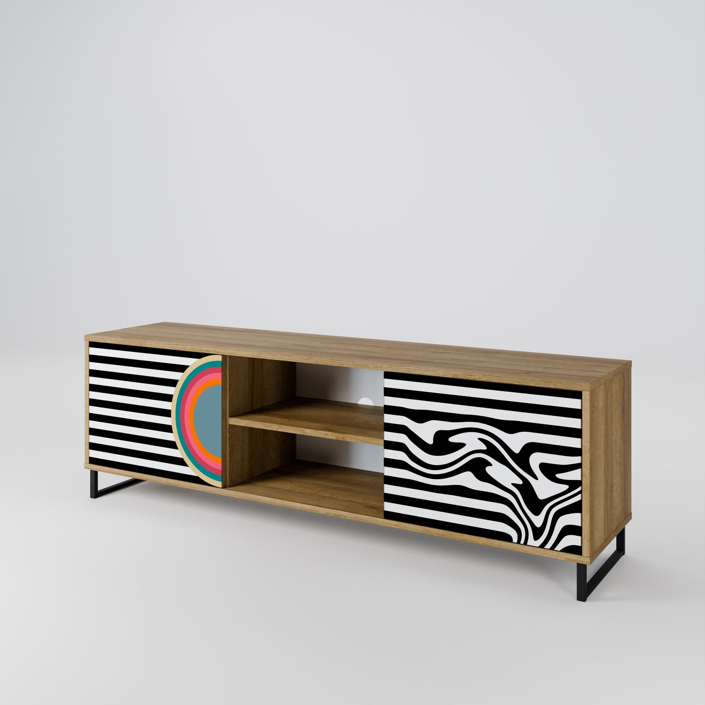 SPECTRA SHOWCASE 2-Door TV Stand in Oak Effect