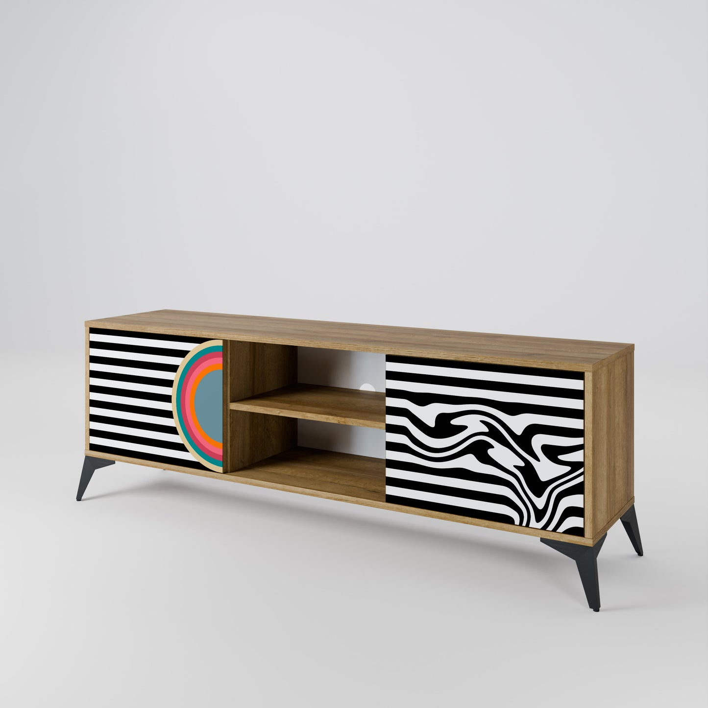 SPECTRA SHOWCASE 2-Door TV Stand in Oak Effect