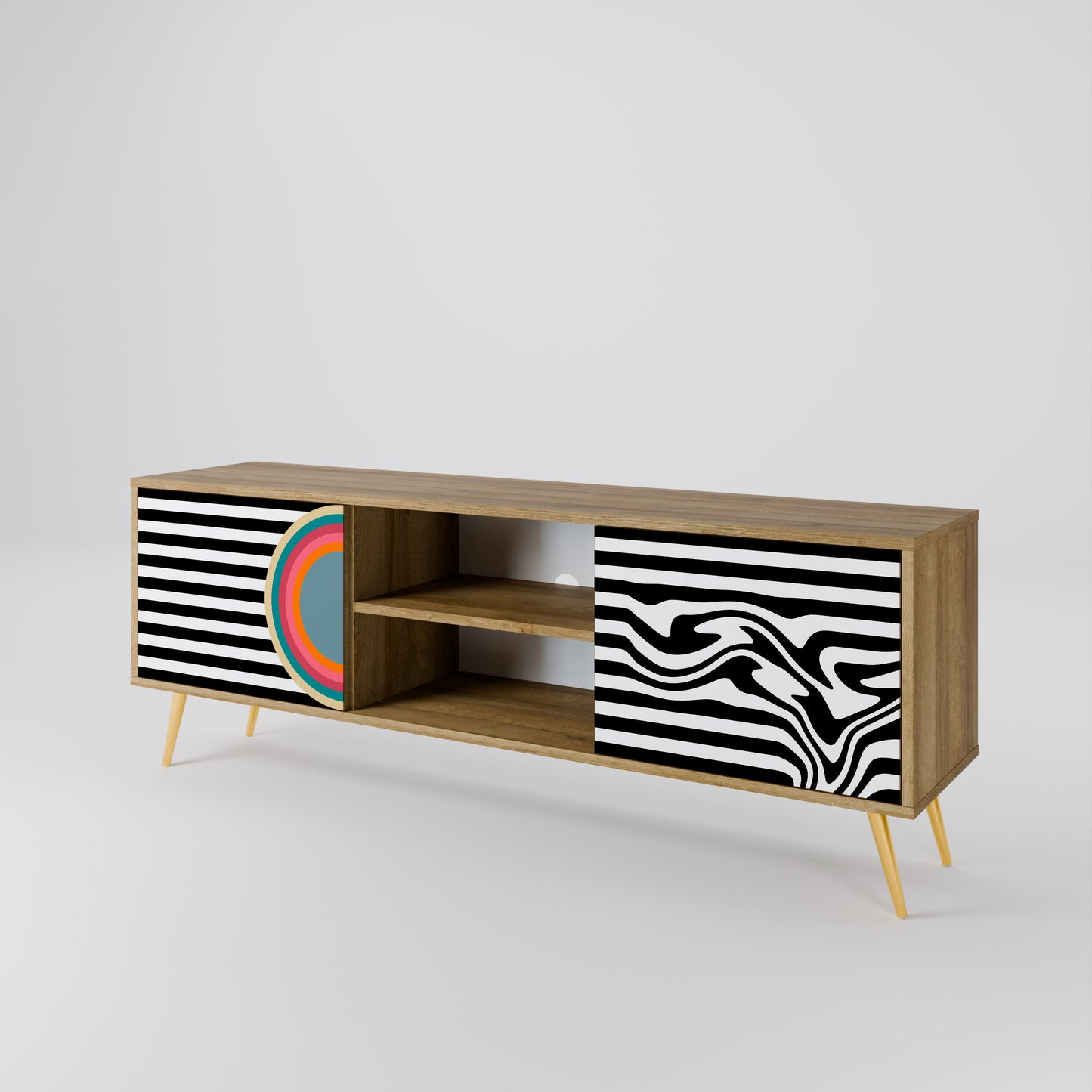 SPECTRA SHOWCASE 2-Door TV Stand in Oak Effect