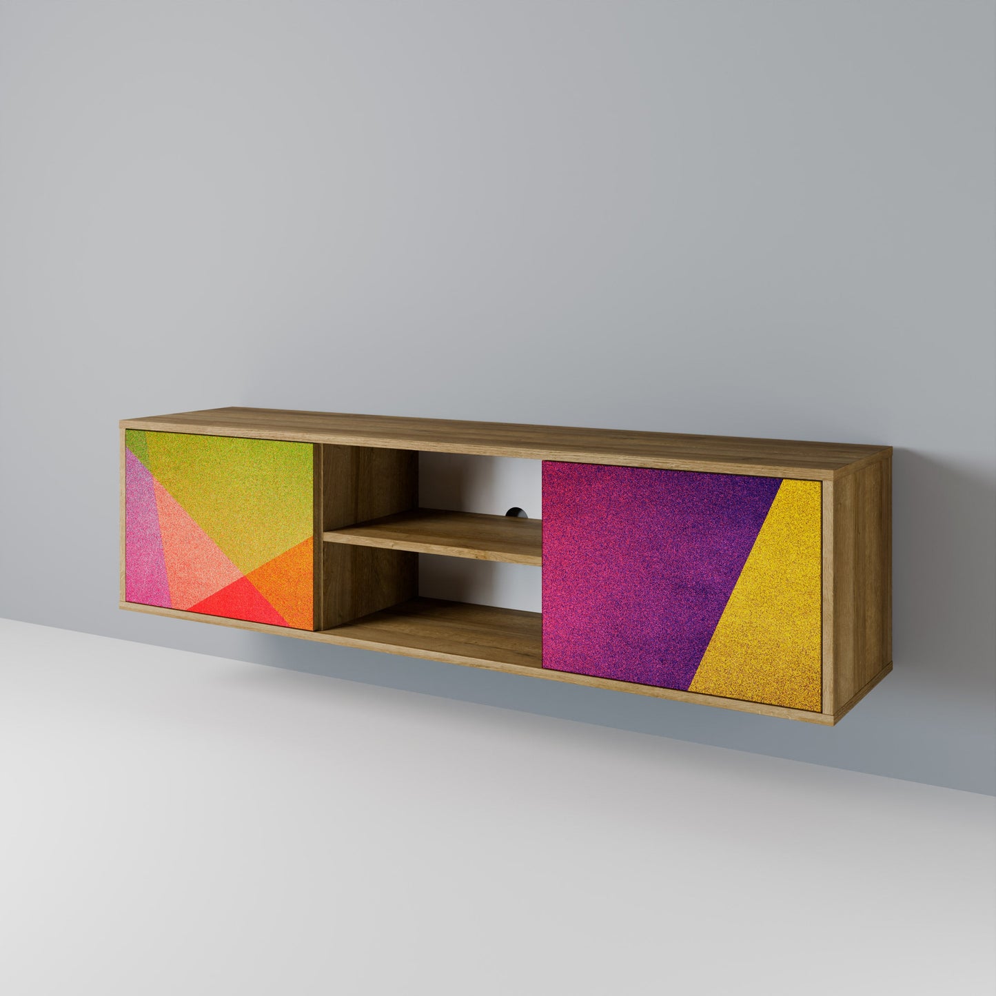 VIVID GEOMETRY 2-dörrars TV-bänk i ekeffekt