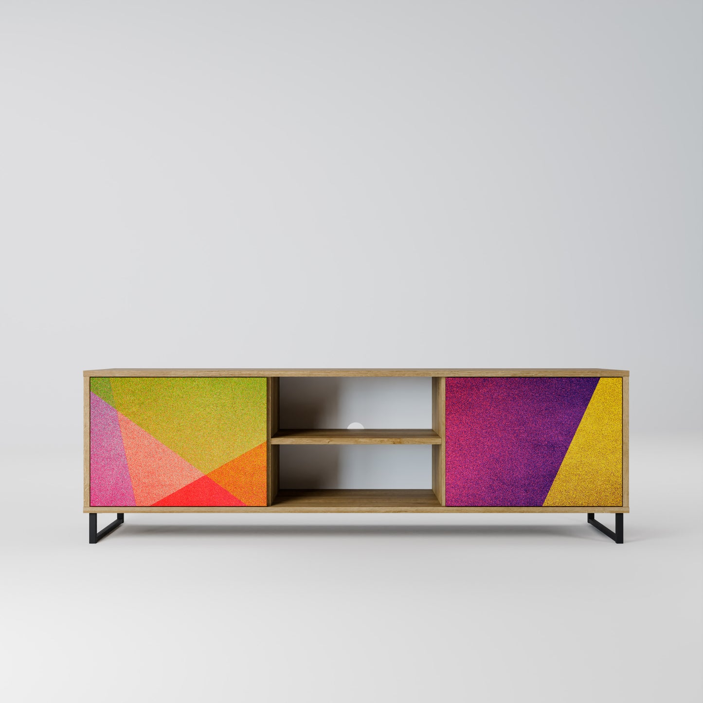 VIVID GEOMETRY 2-dörrars TV-bänk i ekeffekt