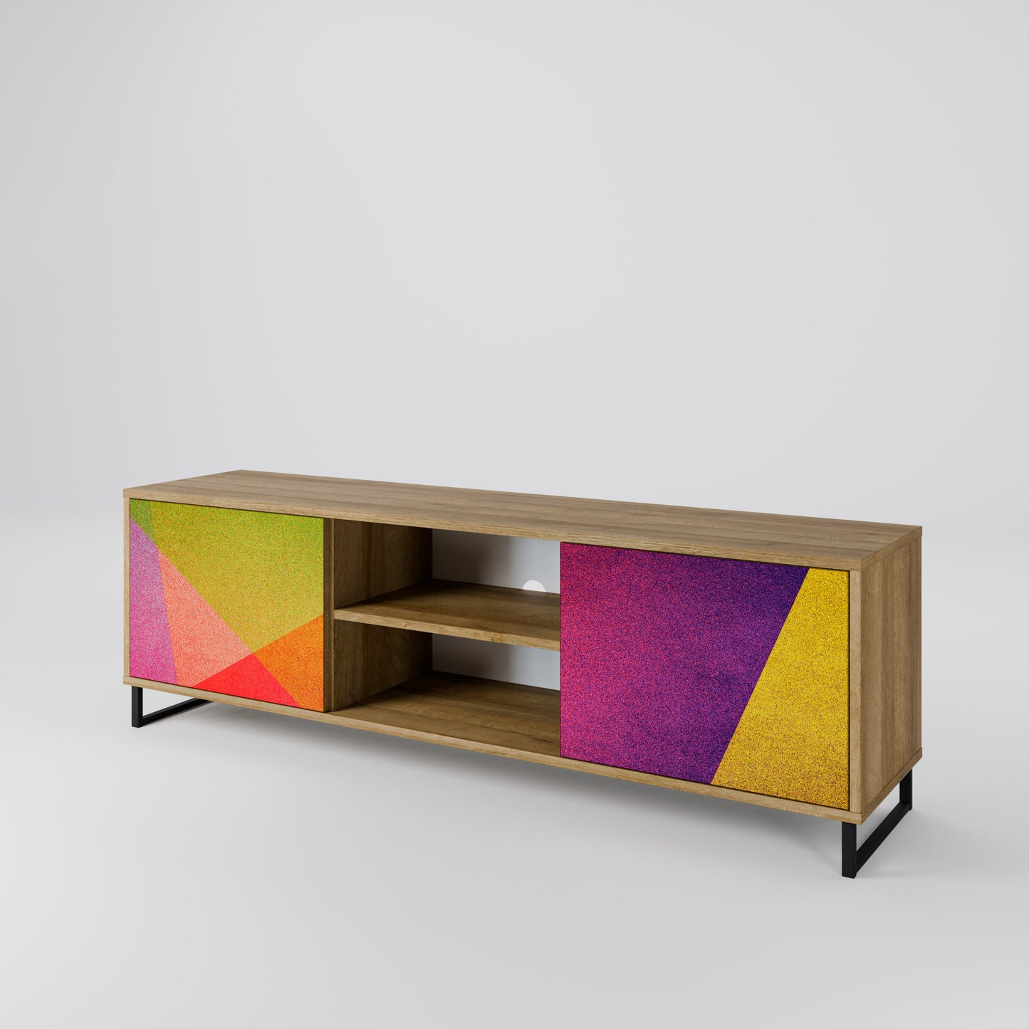 VIVID GEOMETRY 2-dörrars TV-bänk i ekeffekt