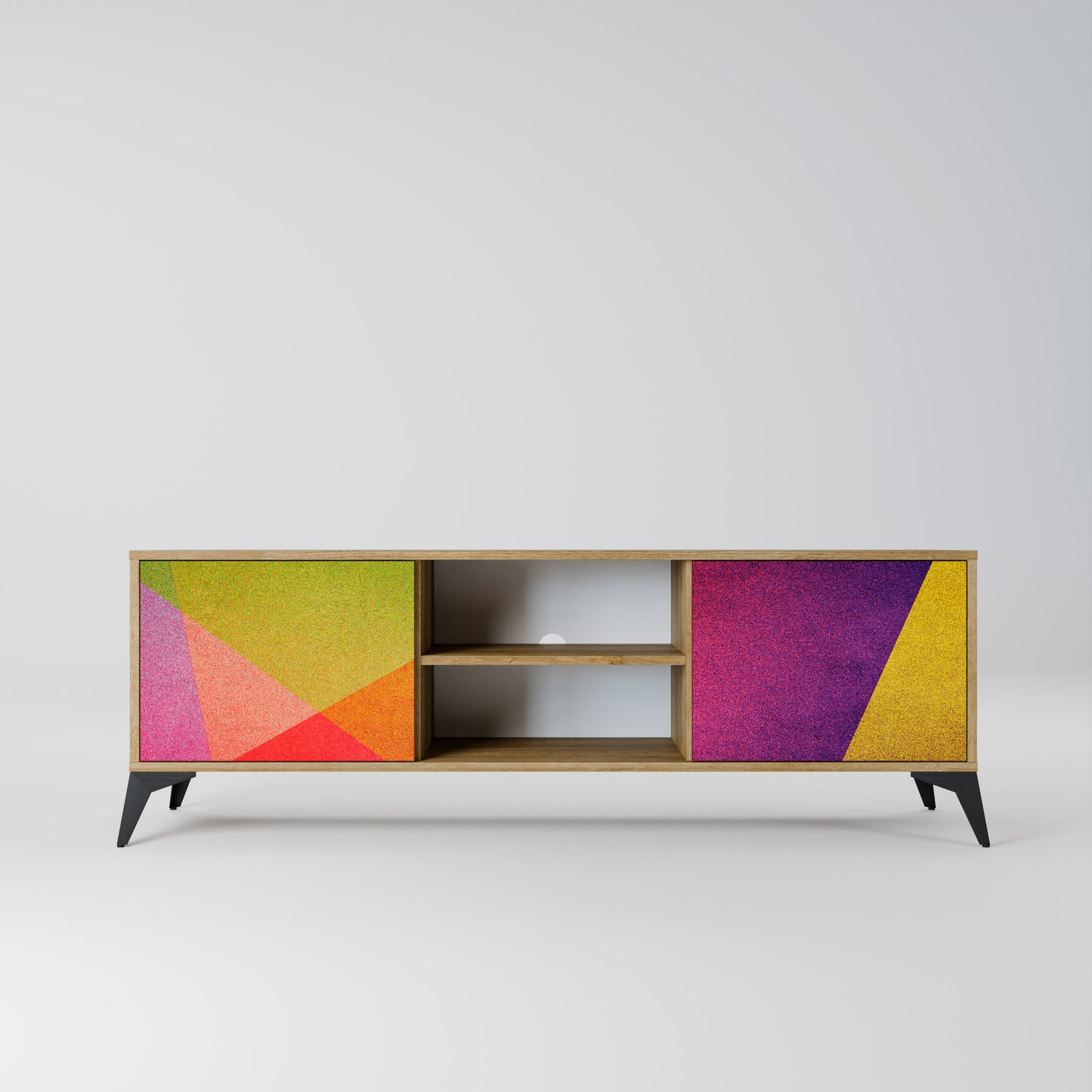 VIVID GEOMETRY 2-dörrars TV-bänk i ekeffekt