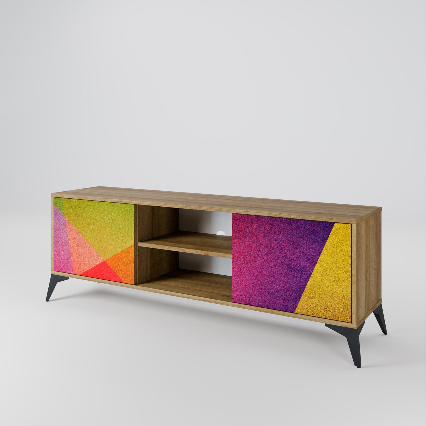 VIVID GEOMETRY 2-dörrars TV-bänk i ekeffekt