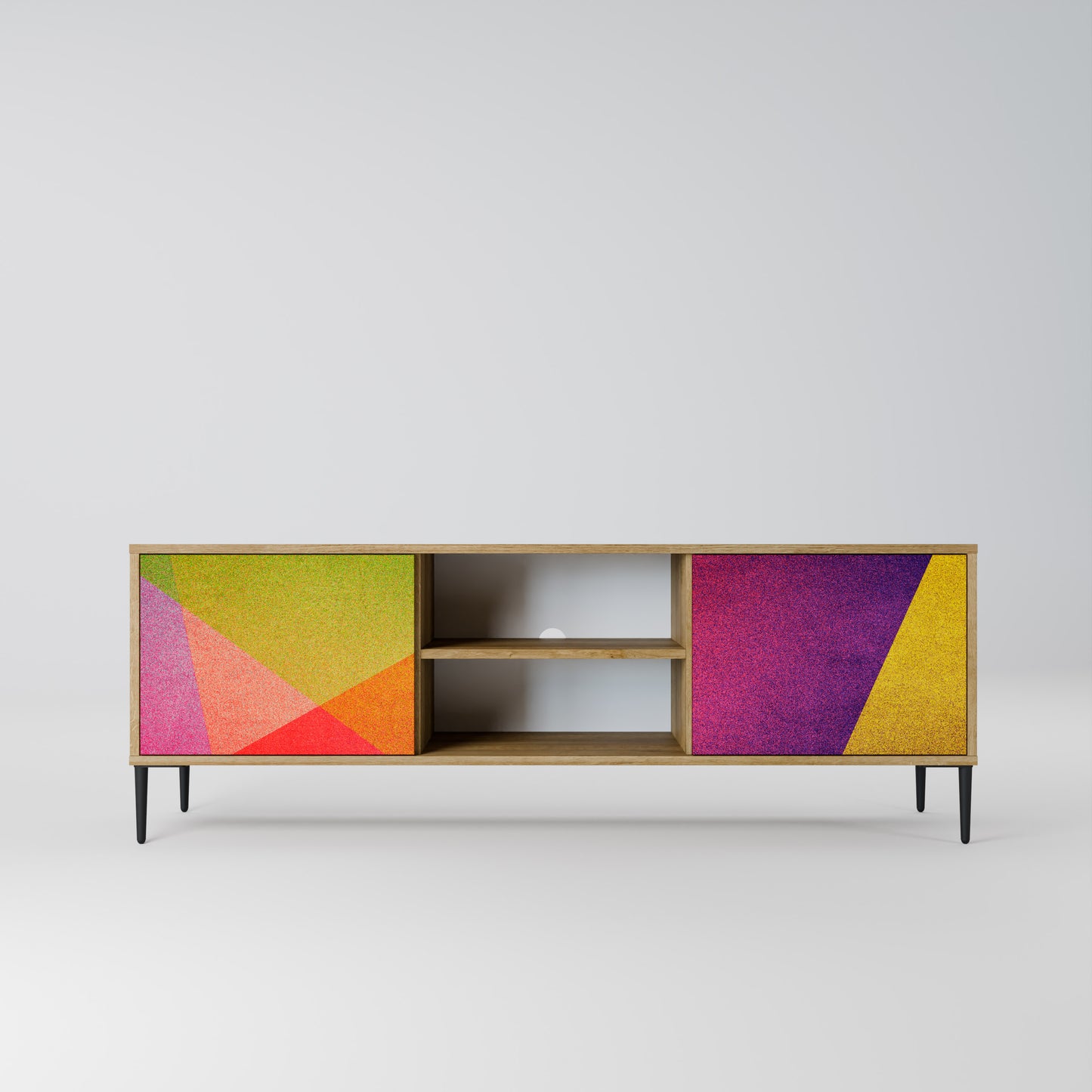 VIVID GEOMETRY 2-dörrars TV-bänk i ekeffekt