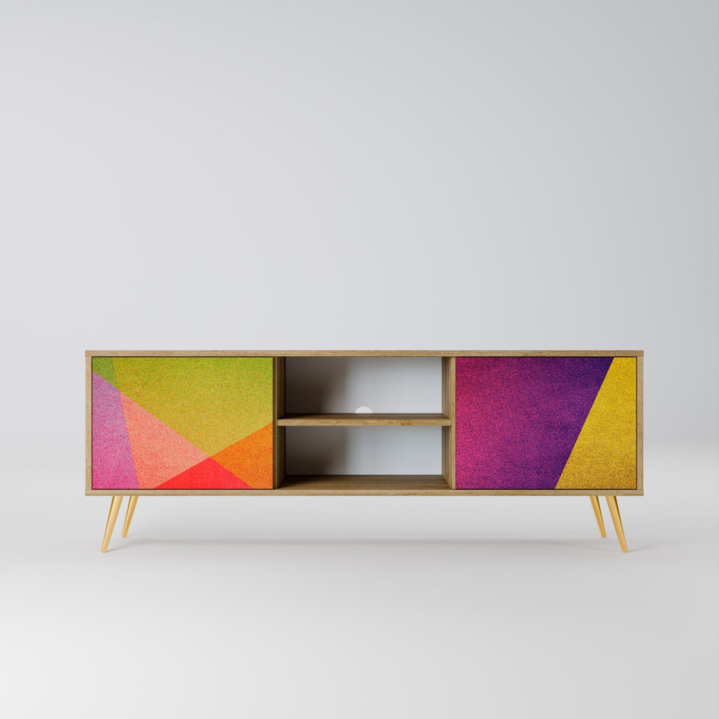VIVID GEOMETRY 2-dörrars TV-bänk i ekeffekt