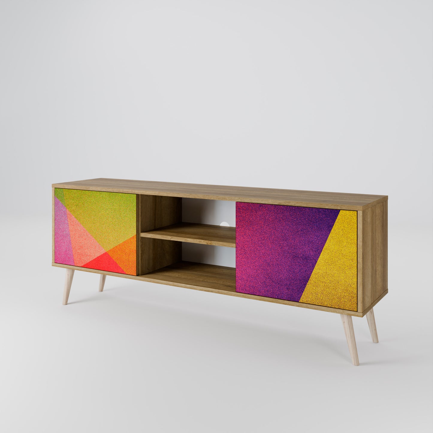 VIVID GEOMETRY 2-dörrars TV-bänk i ekeffekt
