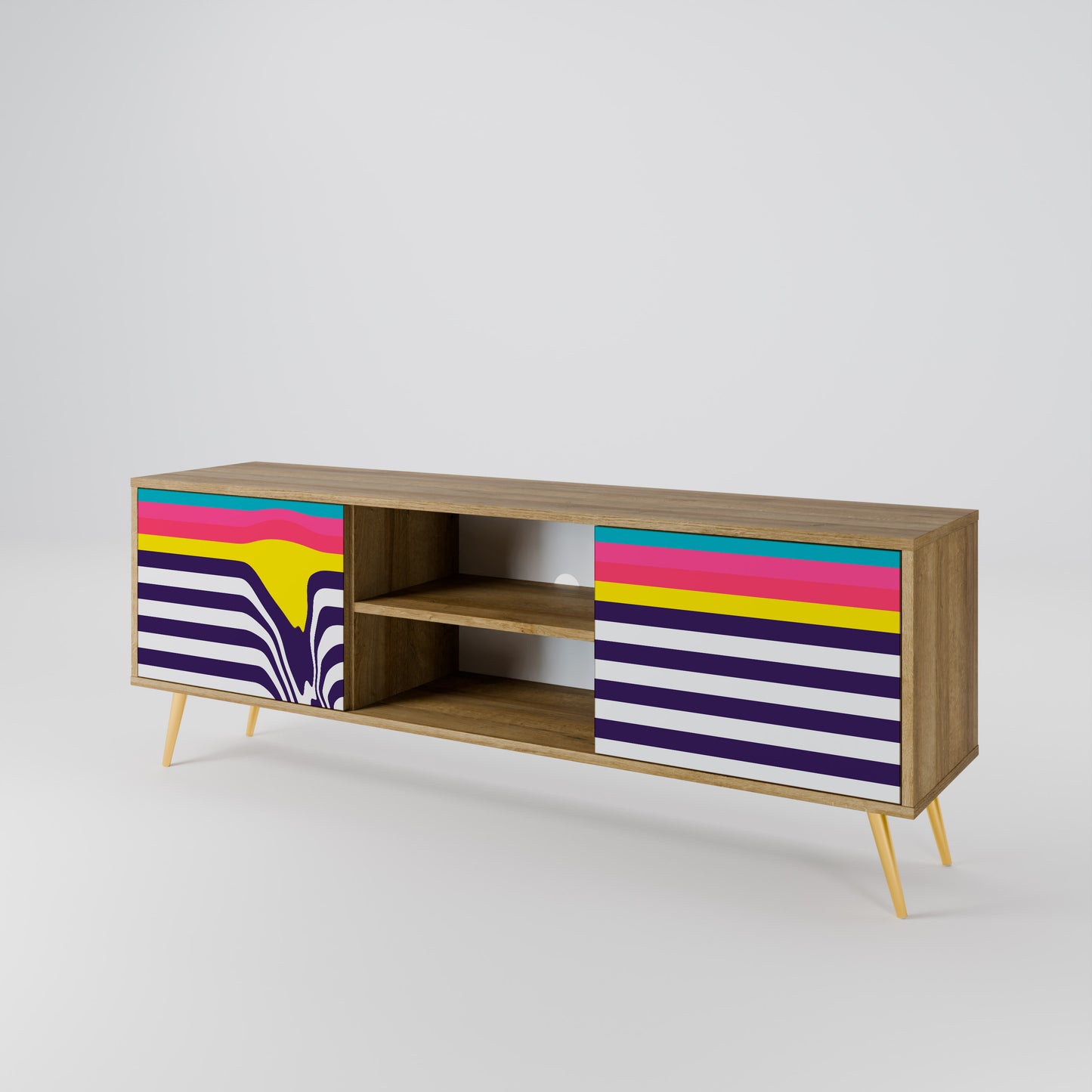 TONE COLLAPSE 2-Door TV Stand in Oak Effect