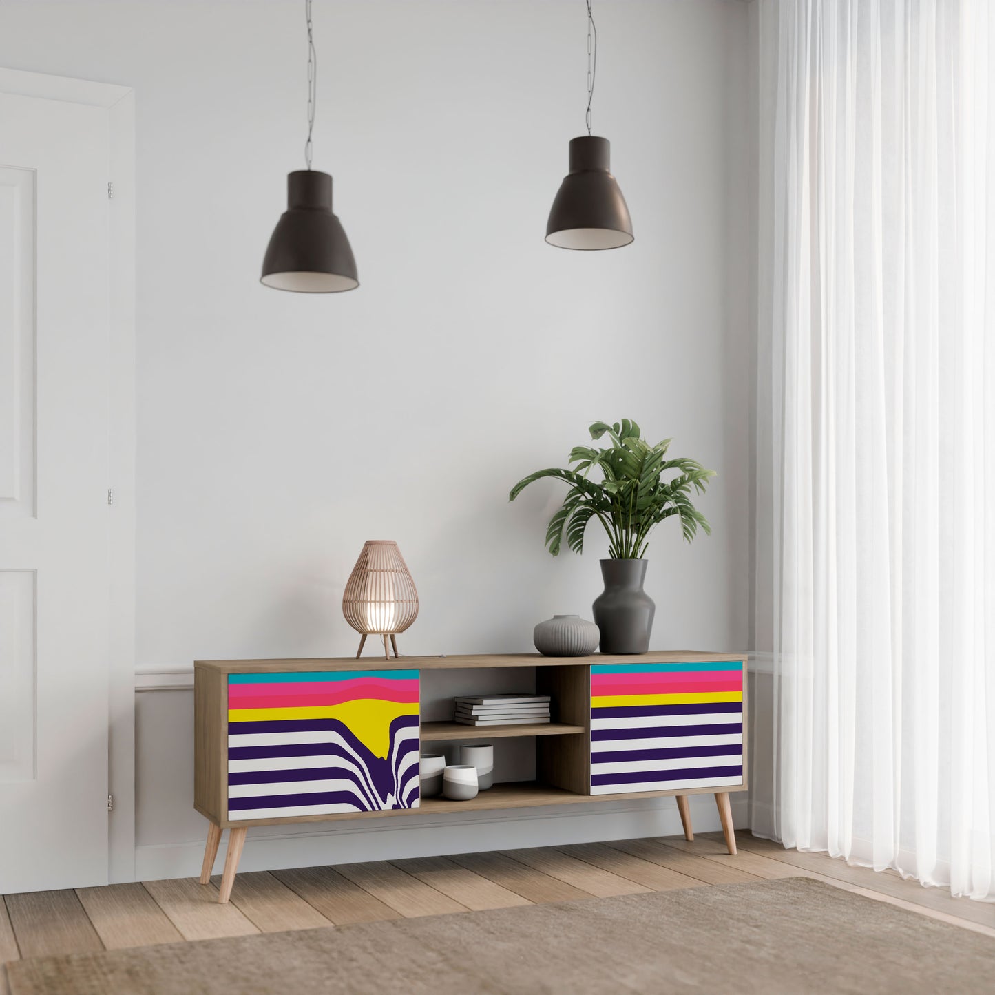 TONE COLLAPSE 2-Door TV Stand in Oak Effect