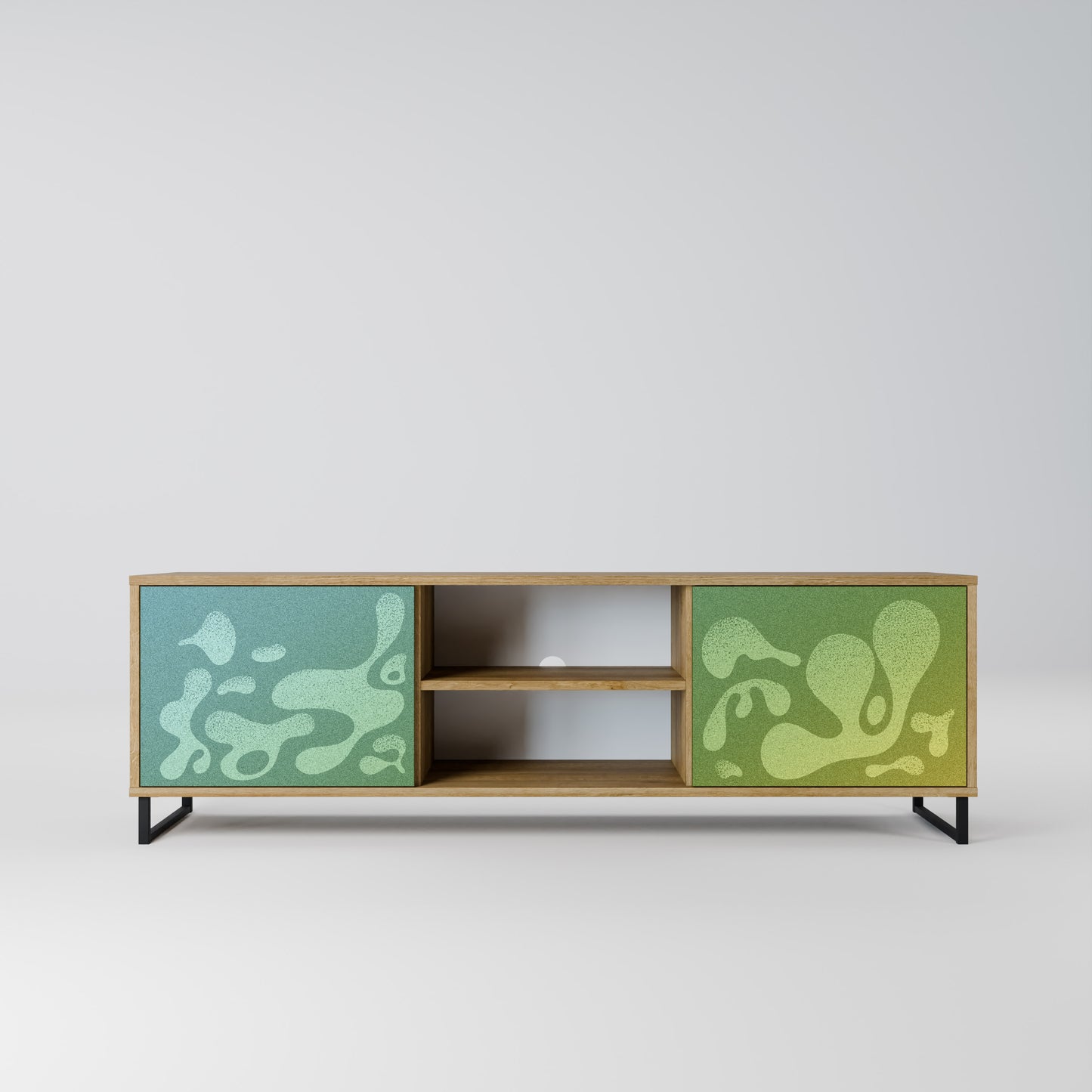 IRREGULAR BLUE 2-Door TV Stand in Oak Effect