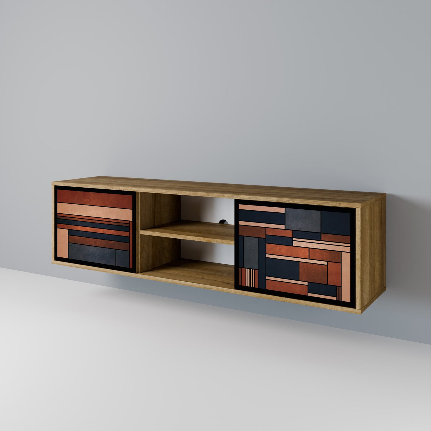 INTREPID FORMATION 2-Door TV Stand in Oak Effect