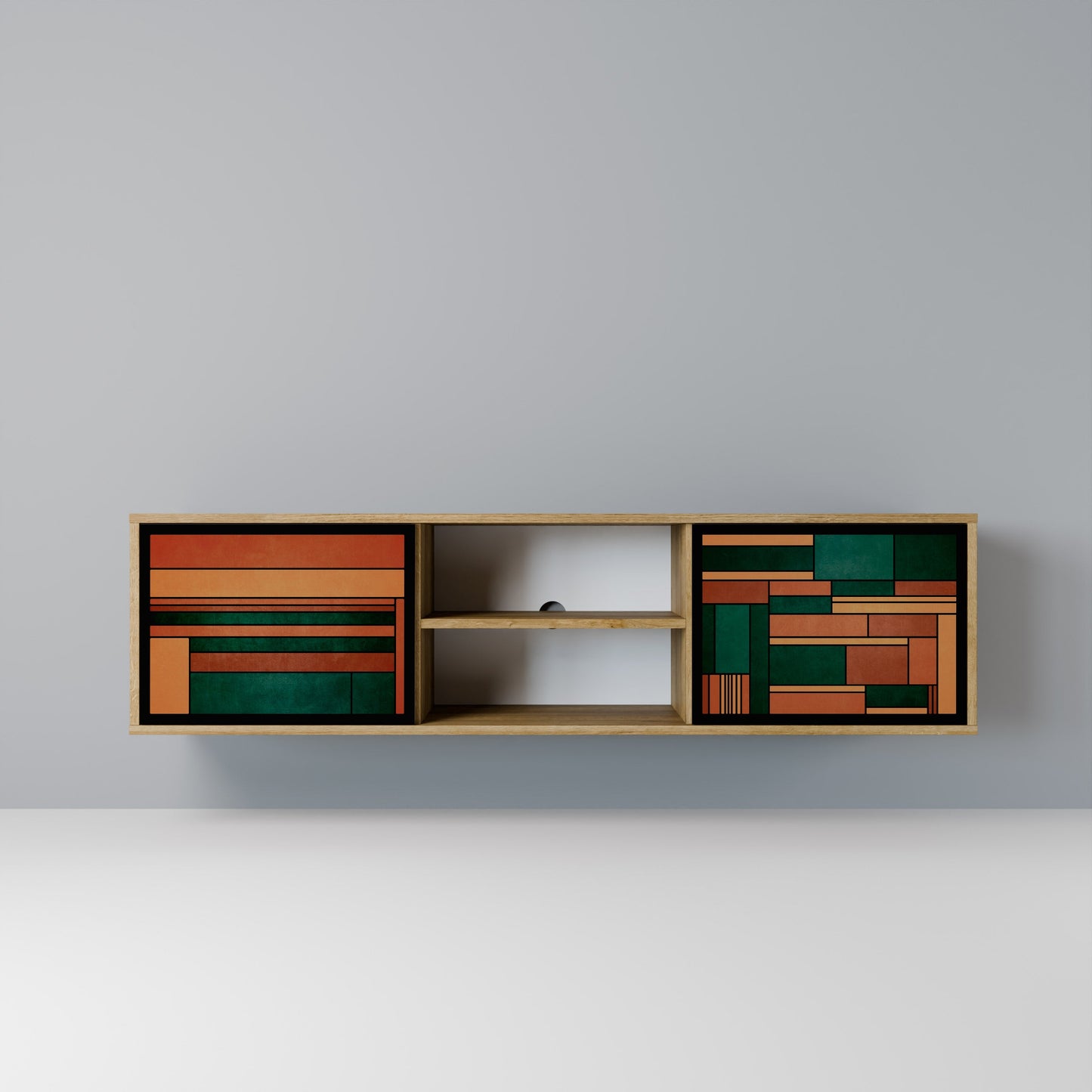EARTHY FIGURES 2-Door TV Stand in Oak Effect